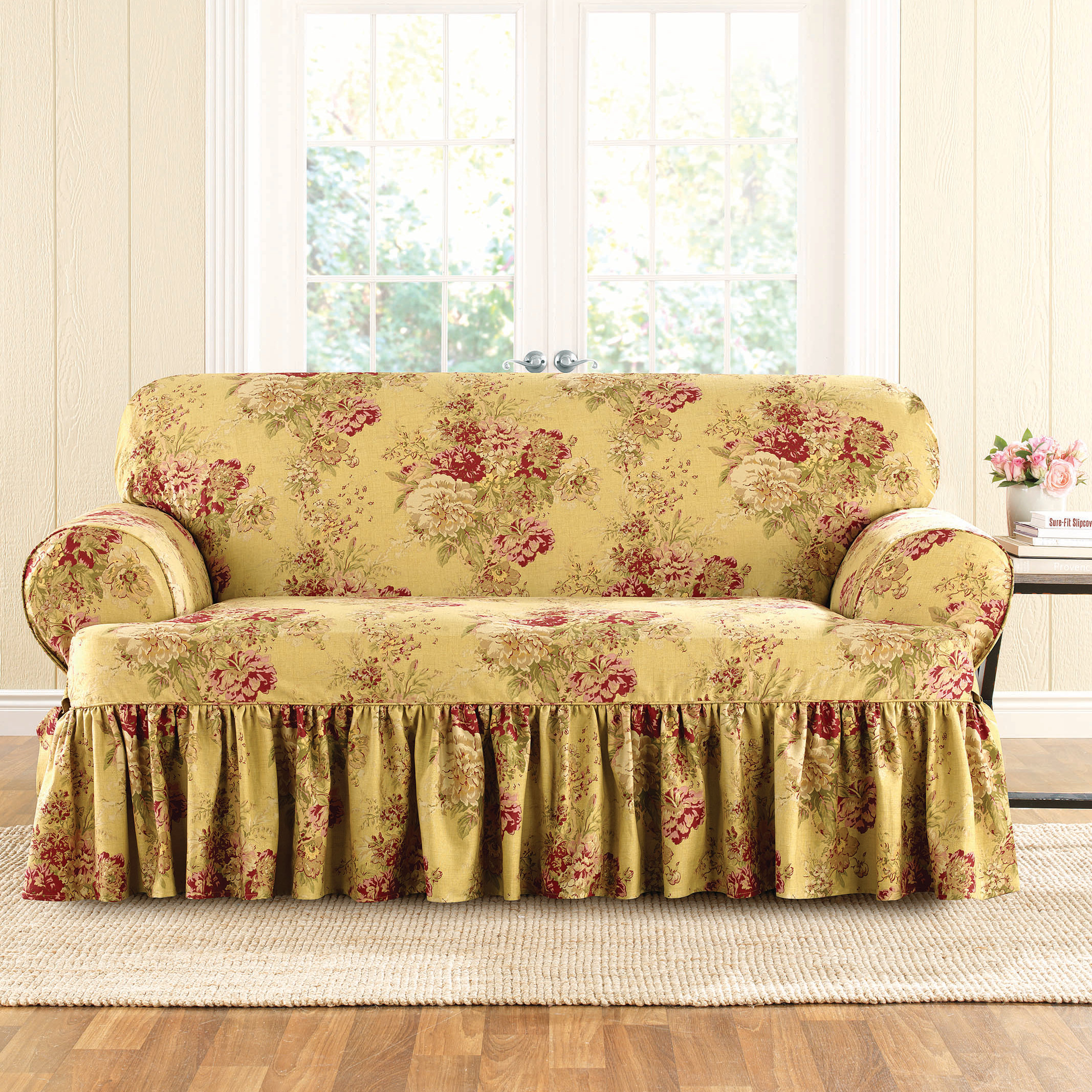 Sure Fit Ballad Bouquet Loveseat T Cushion Skirted Slipcover And Reviews Wayfair