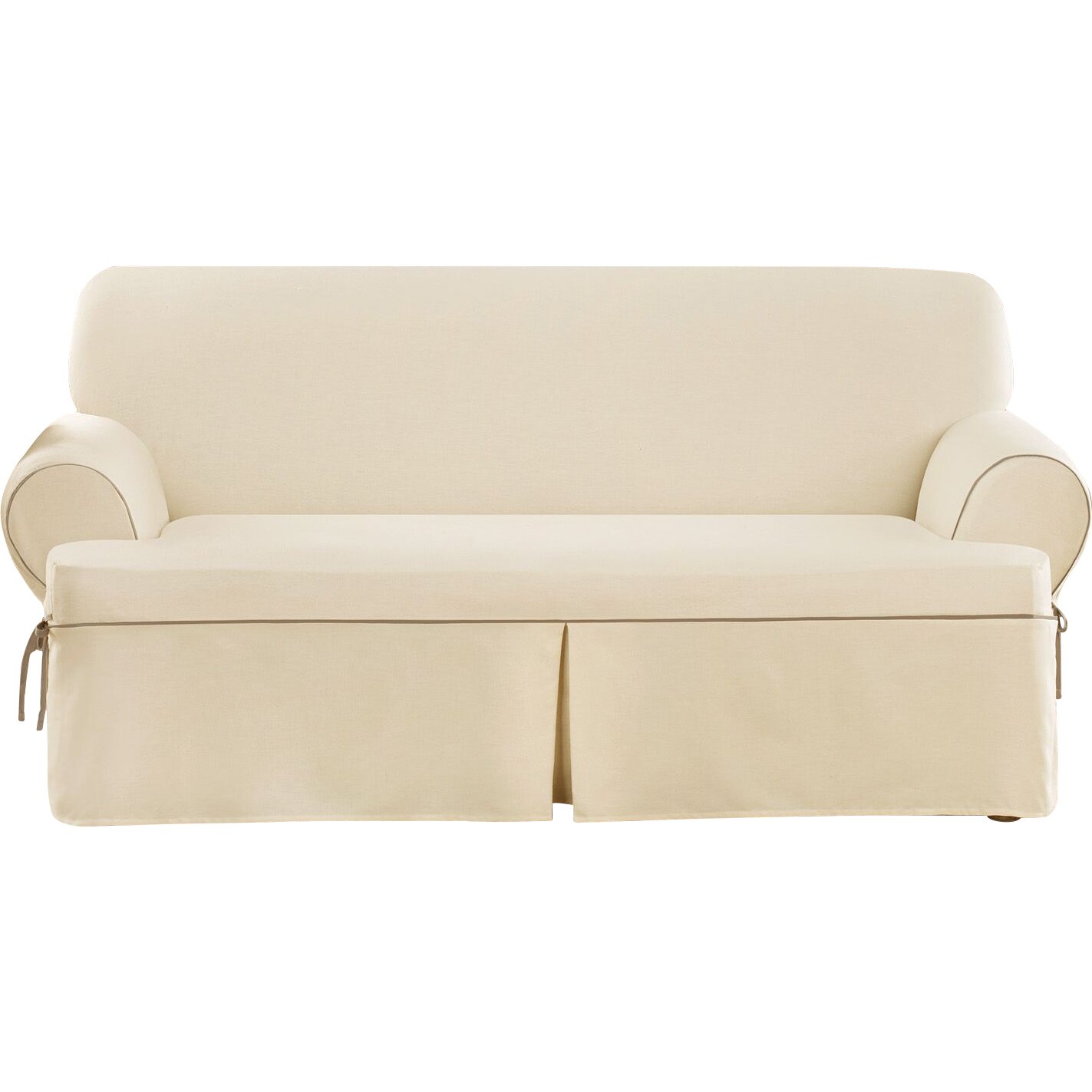Sure Fit Cotton Duck Sofa T-Cushion Slipcover & Reviews ...