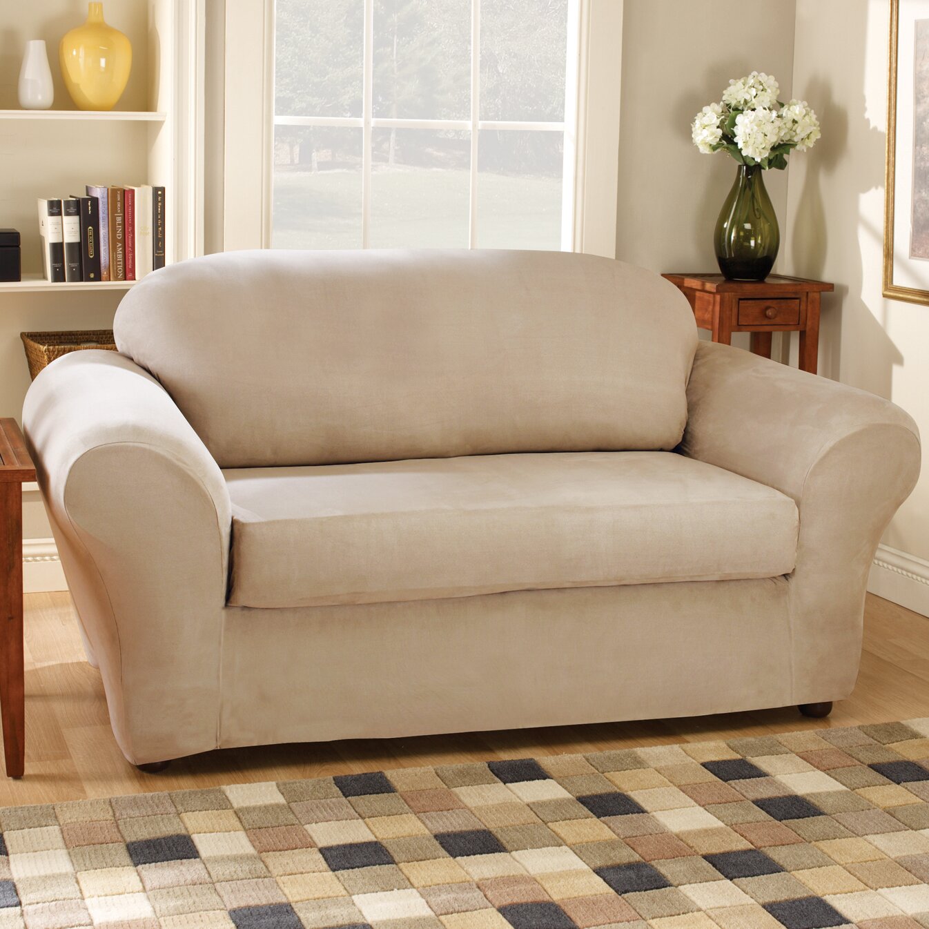 Sure Fit Stretch Suede Separate Seat Loveseat Slipcover & Reviews | Wayfair