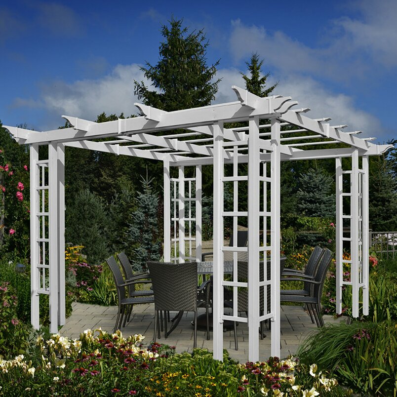 New England Arbors Biltmore 10 Ft. W x 10 Ft. D Vinyl Pergola & Reviews ...