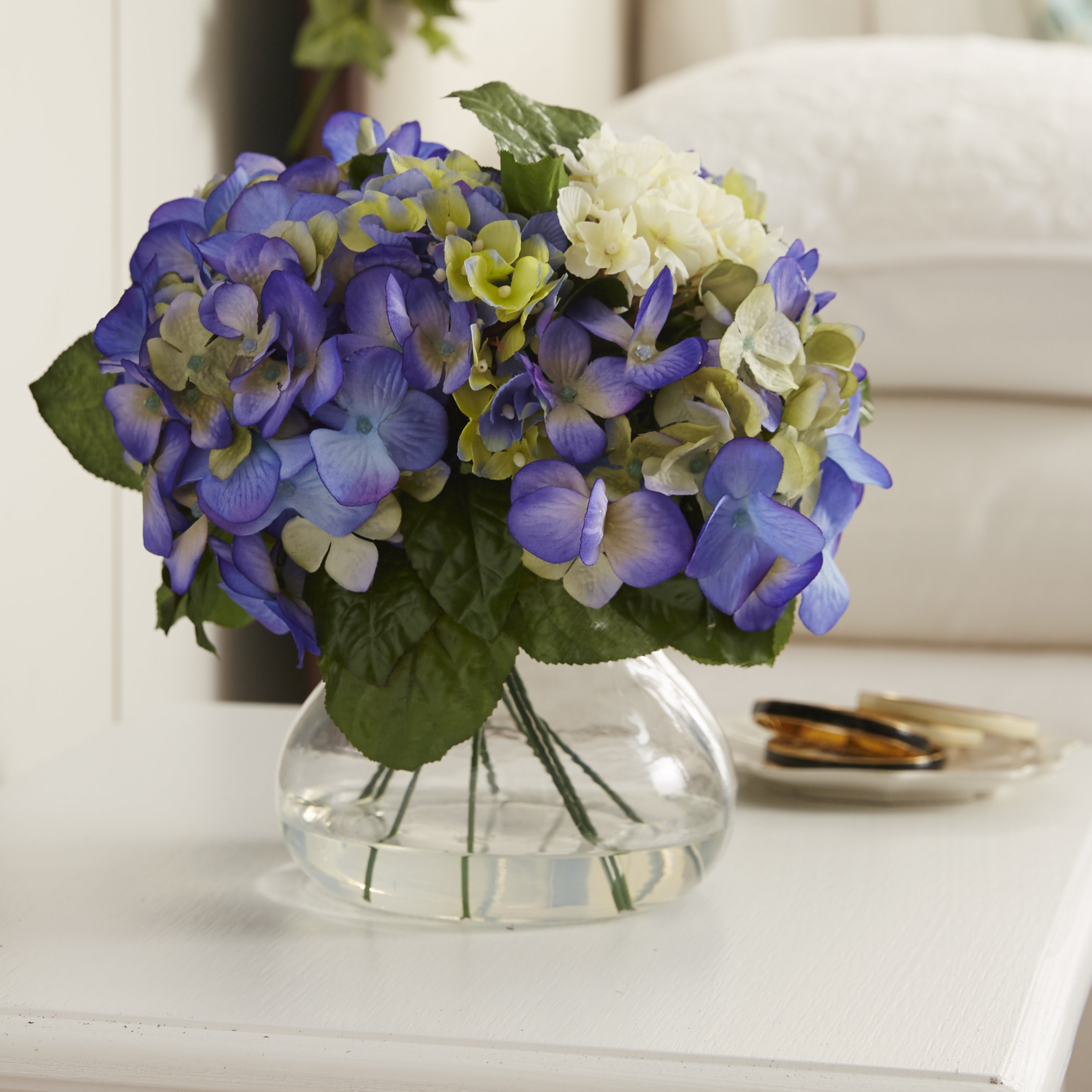 Nearly Natural Mixed Hydrangea with Vase & Reviews Wayfair
