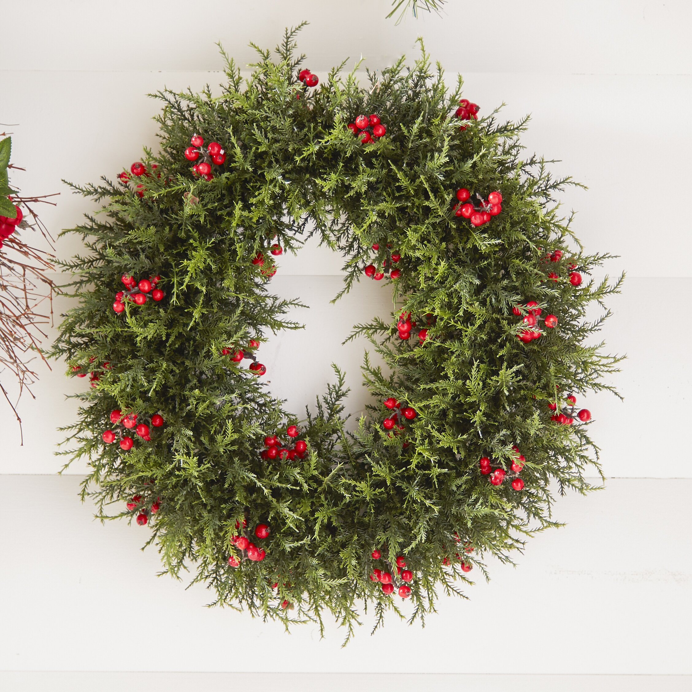 Nearly Natural 20” Cedar Berry Wreath & Reviews | Wayfair