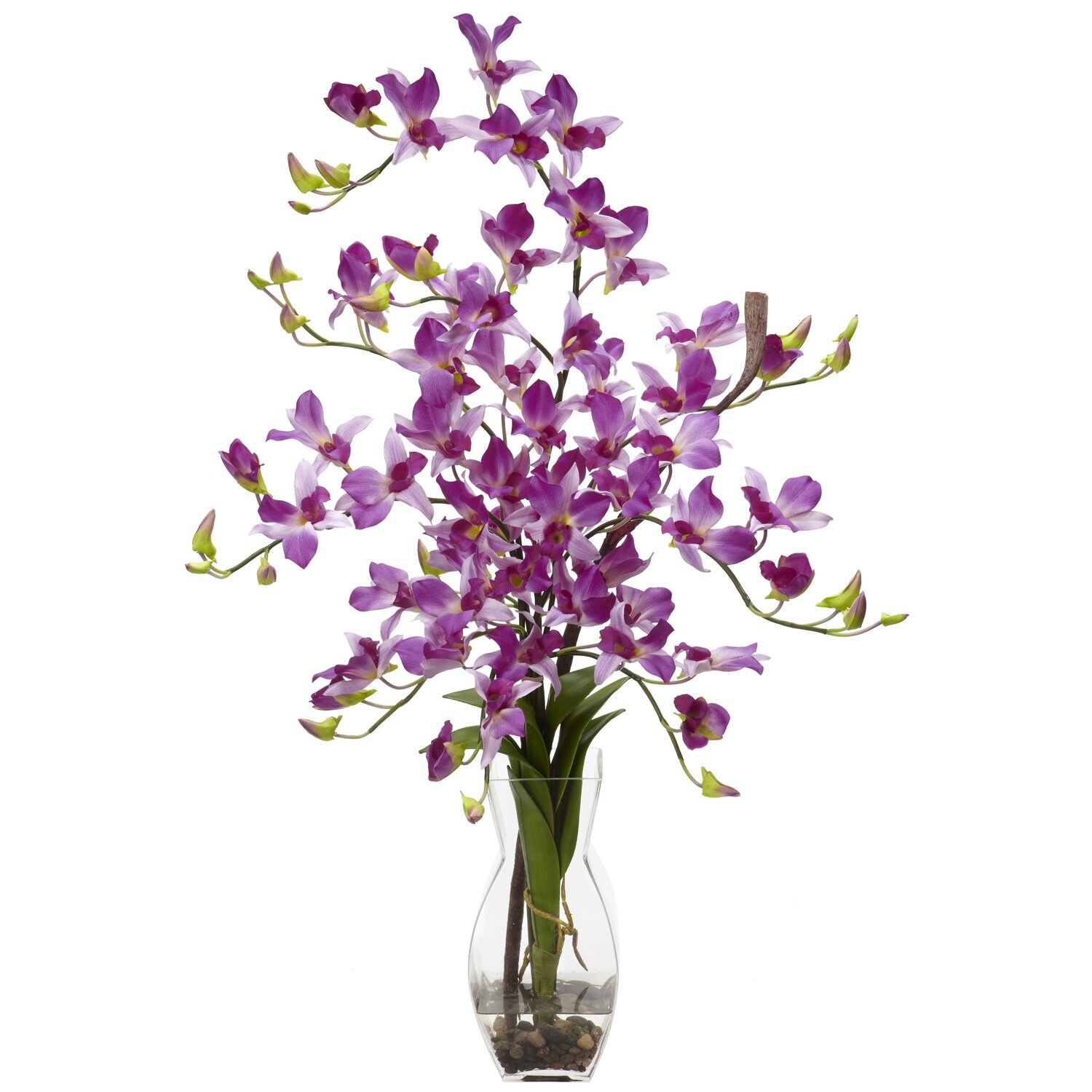 Nearly Natural Dendrobium With Vase Silk Floral Arrangements In Purple And Reviews Wayfair 6361