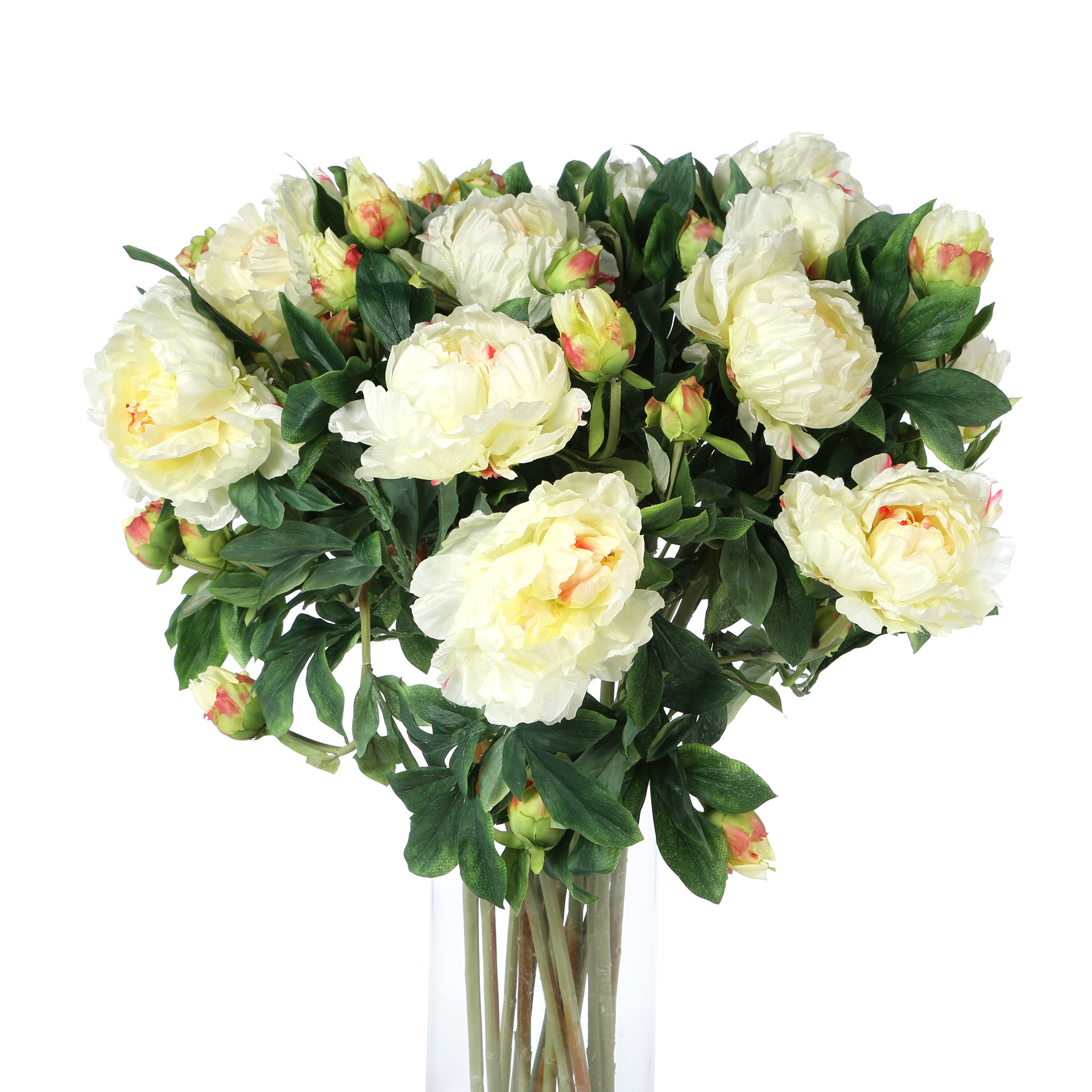 Nearly Natural Giant Peony Silk Flower Arrangement in White & Reviews