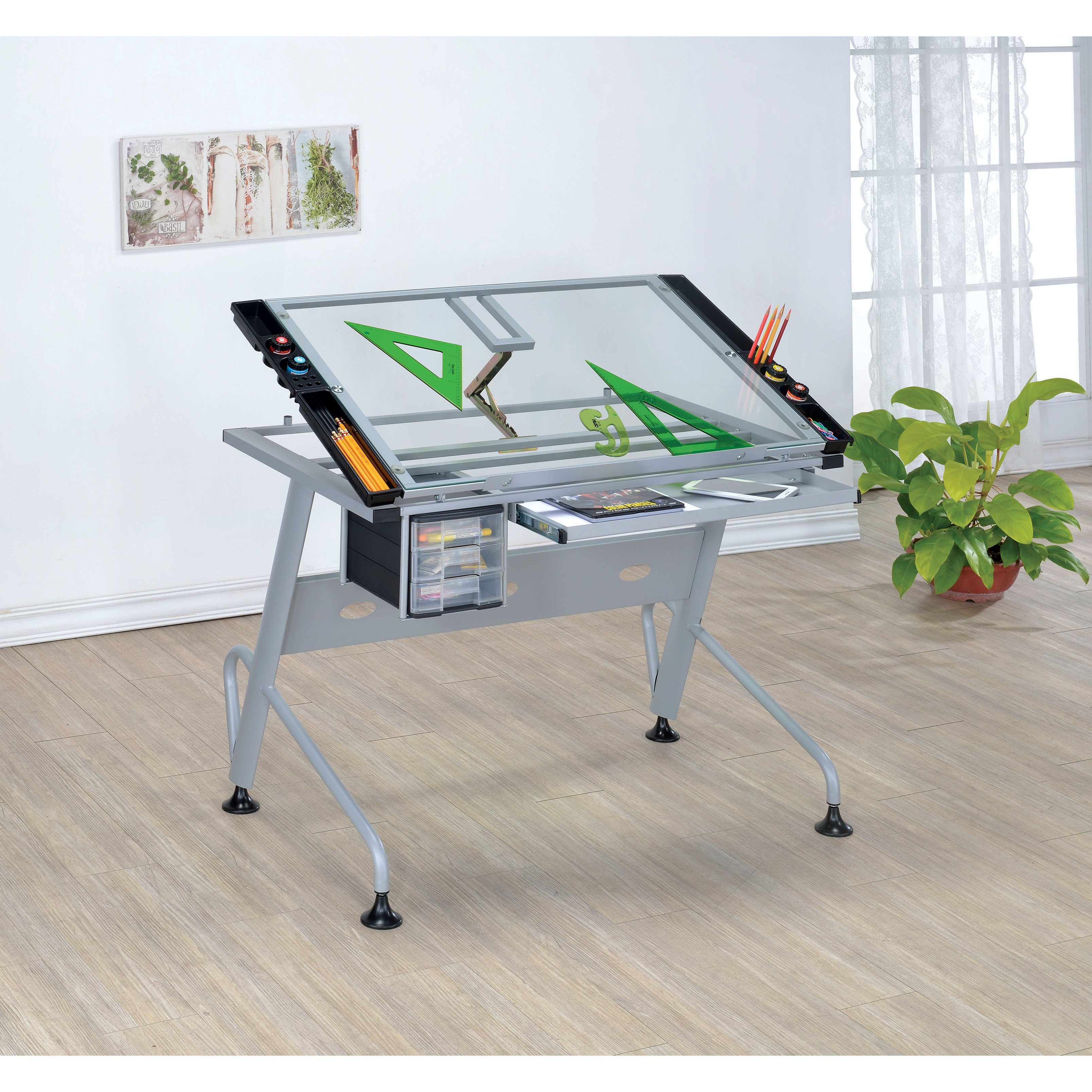 EnitialLab Micah Glass Drafting Table & Reviews Wayfair