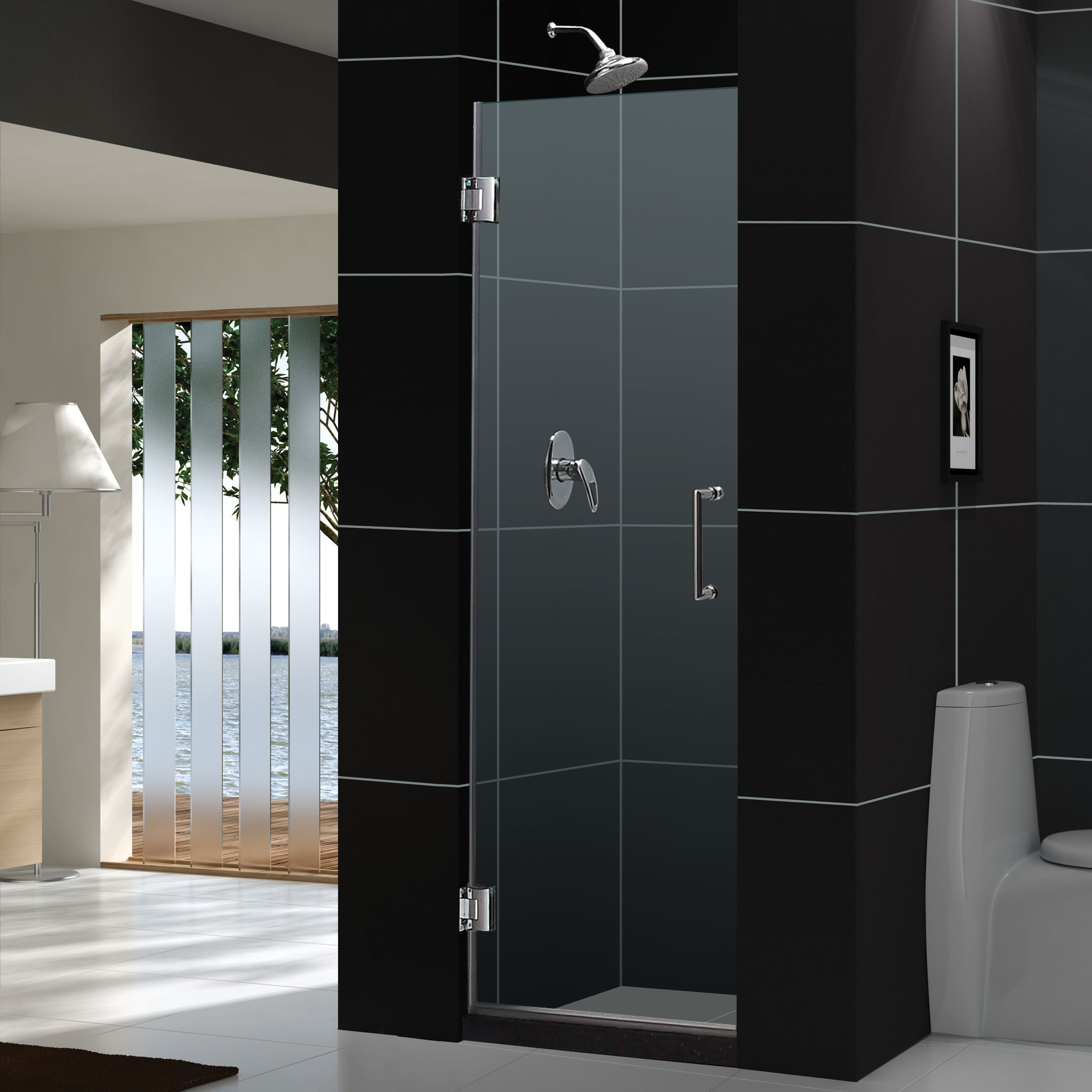 DreamLine UniDoor 72" X 24" Pivot Frameless Hinged Shower Door ...