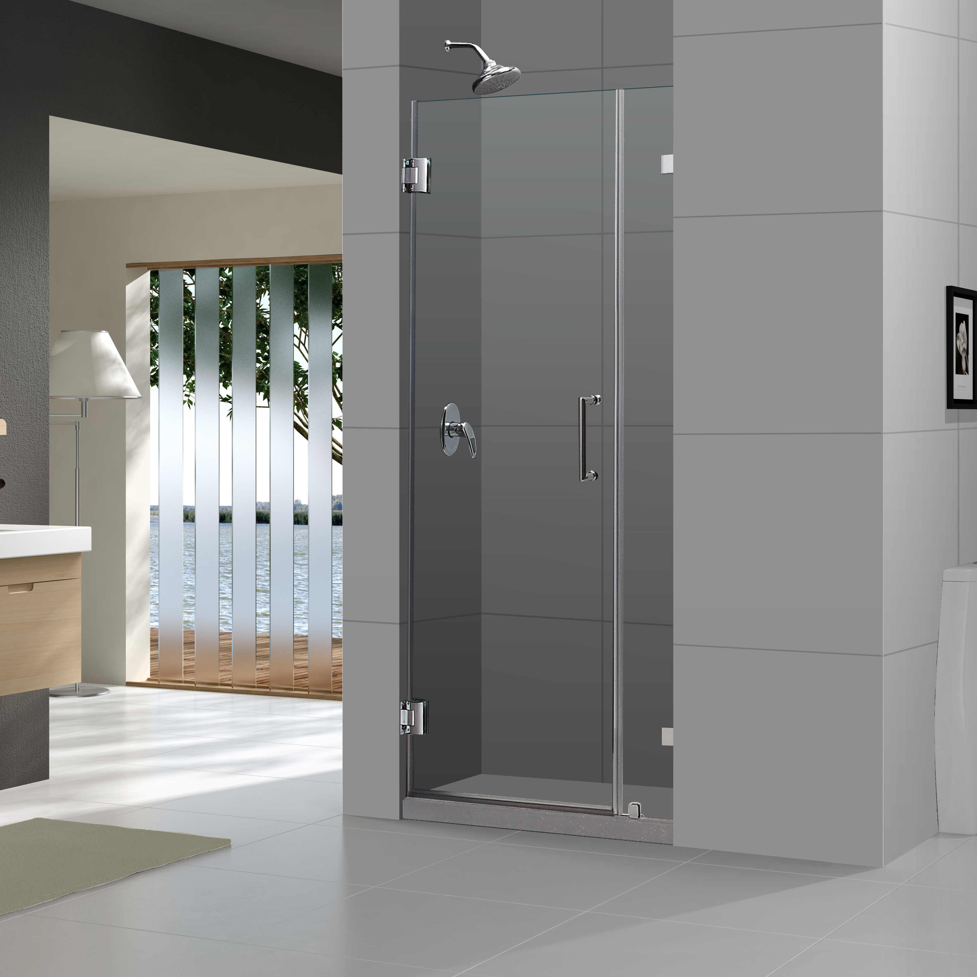 DreamLine UniDoor Lux 72" x 48" Pivot Frameless Hinged Shower Door