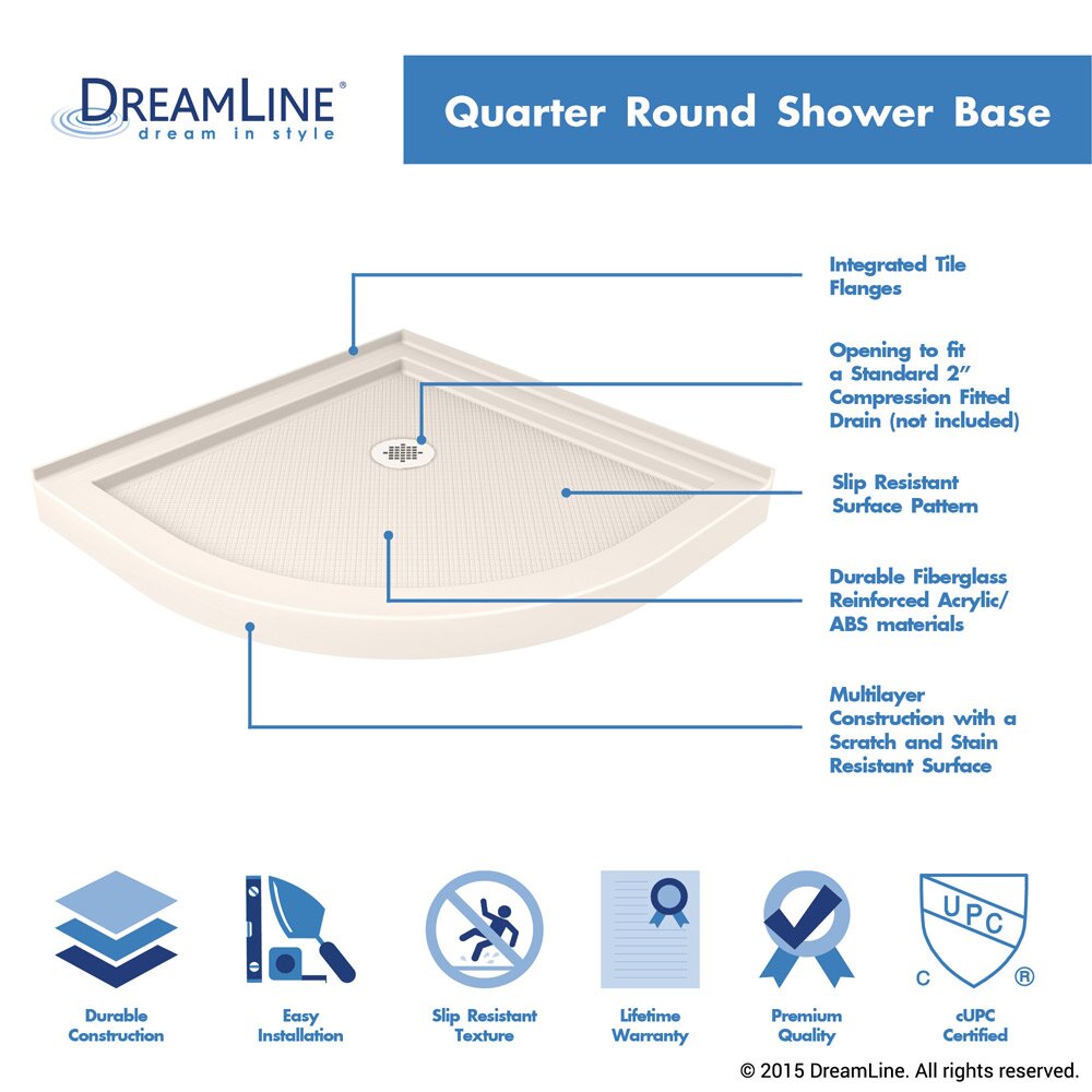 DreamLine SlimLine 33" x 33" Quarter Round Shower Base & Reviews Wayfair