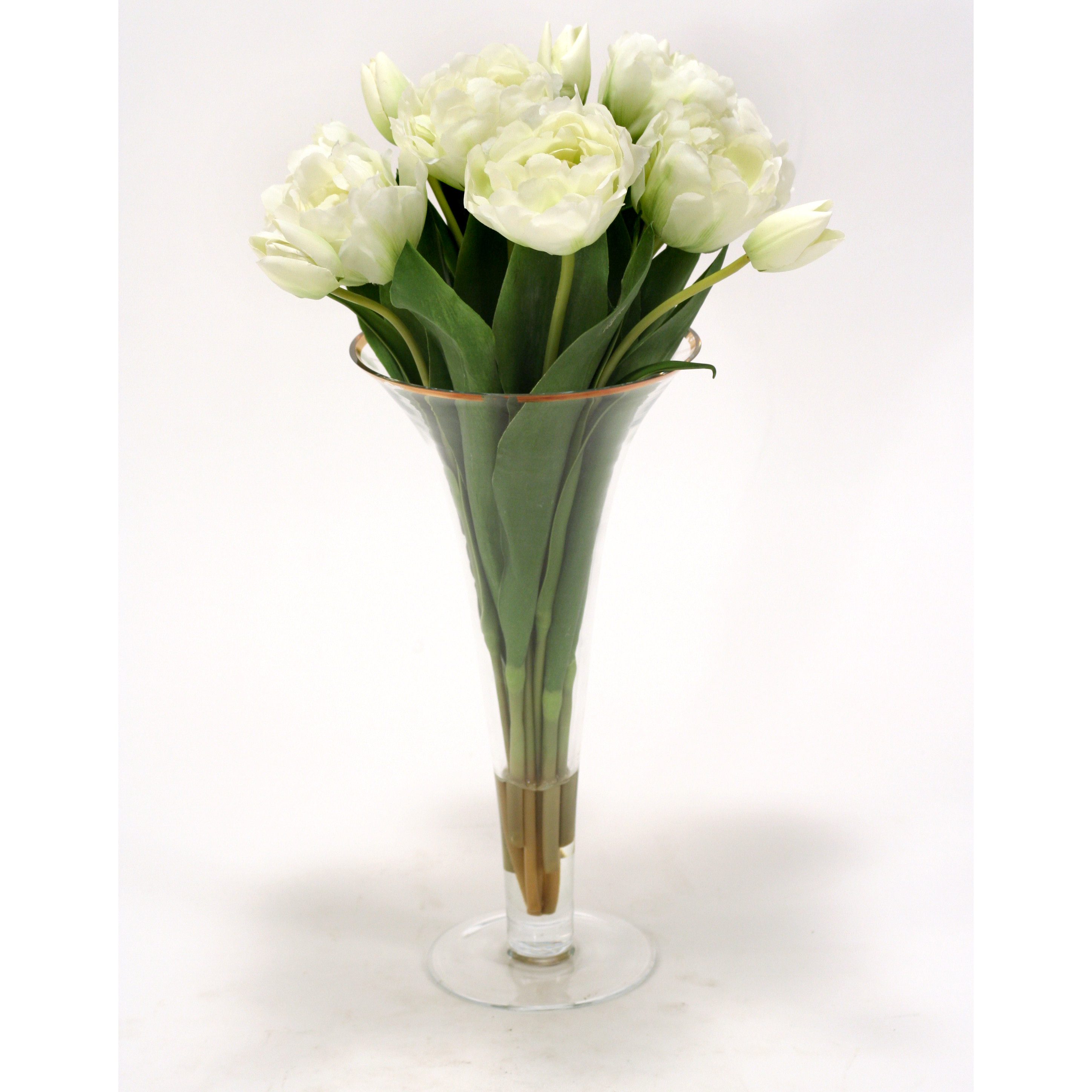 Distinctive Designs Waterlook Parrot Tulips in Trumpet Vase with Gold