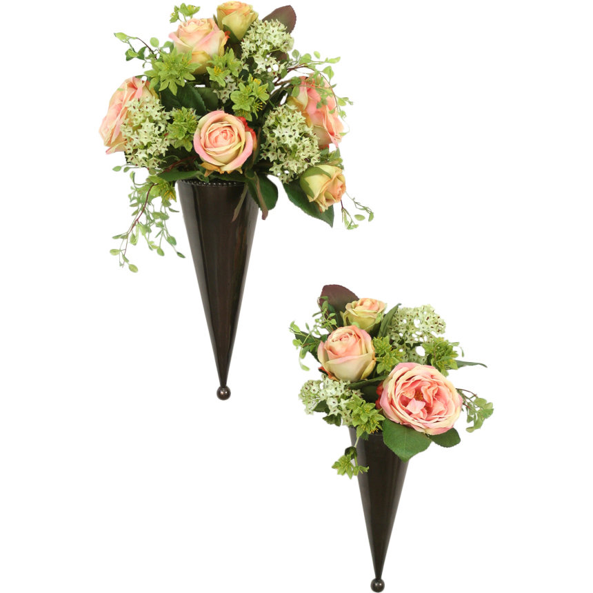 Distinctive Designs Silk Floral Nosegays in Metal Cones & Reviews Wayfair