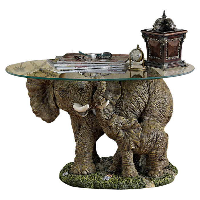 Design Toscano Elephant's Majesty Coffee Table with Glass Top & Reviews