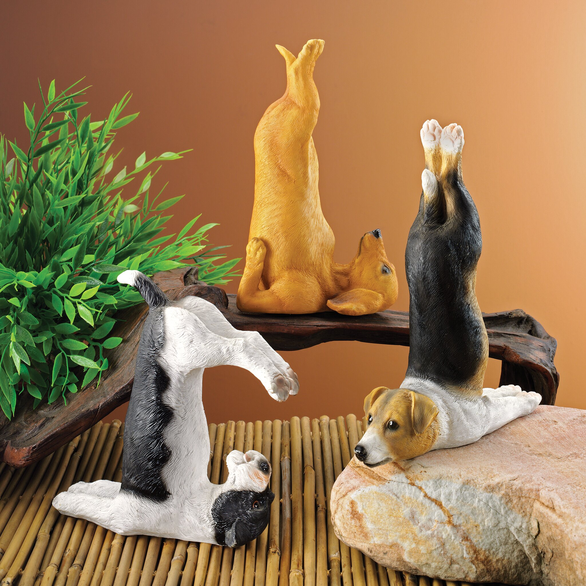 yoga dog garden statue