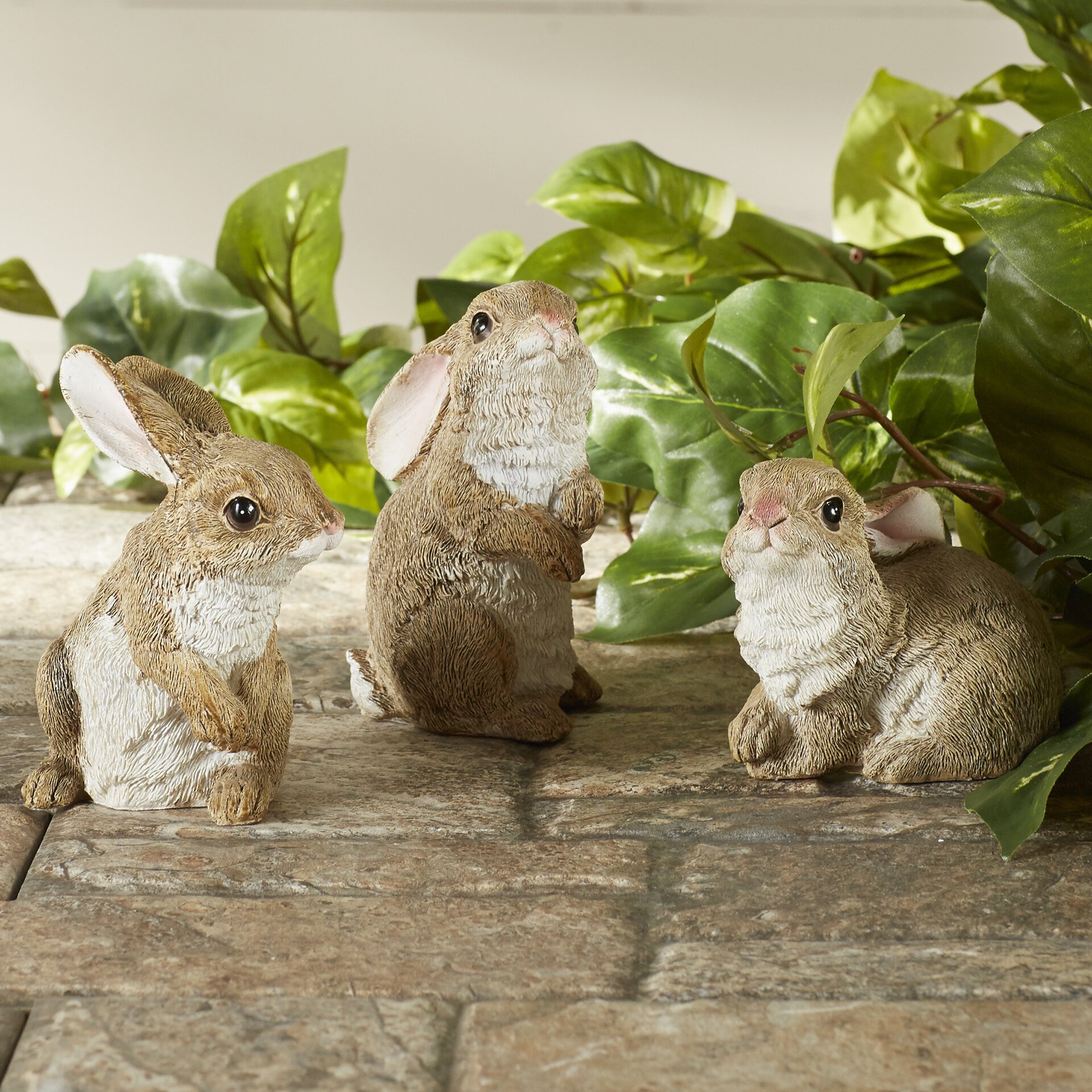 Design Toscano Garden Rabbit 3 Piece Statue Set & Reviews | Wayfair