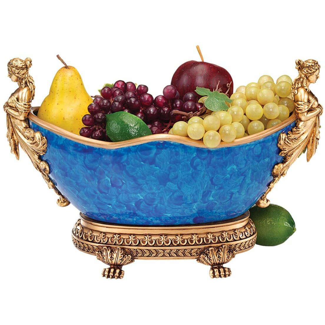 Синяя ваза с фруктами
