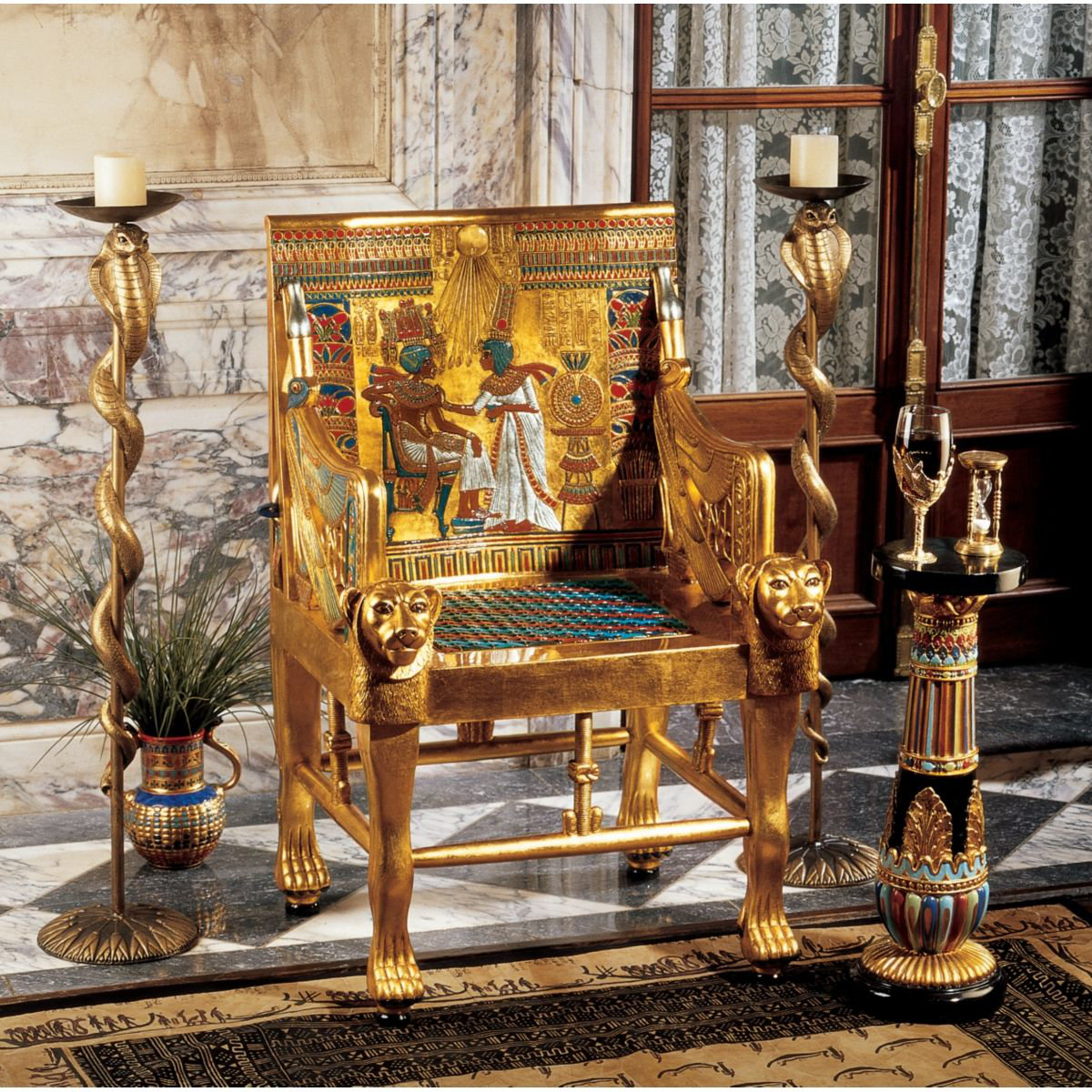 Design Toscano King Tutankhamen's Egyptian Throne Arm Chair | Wayfair