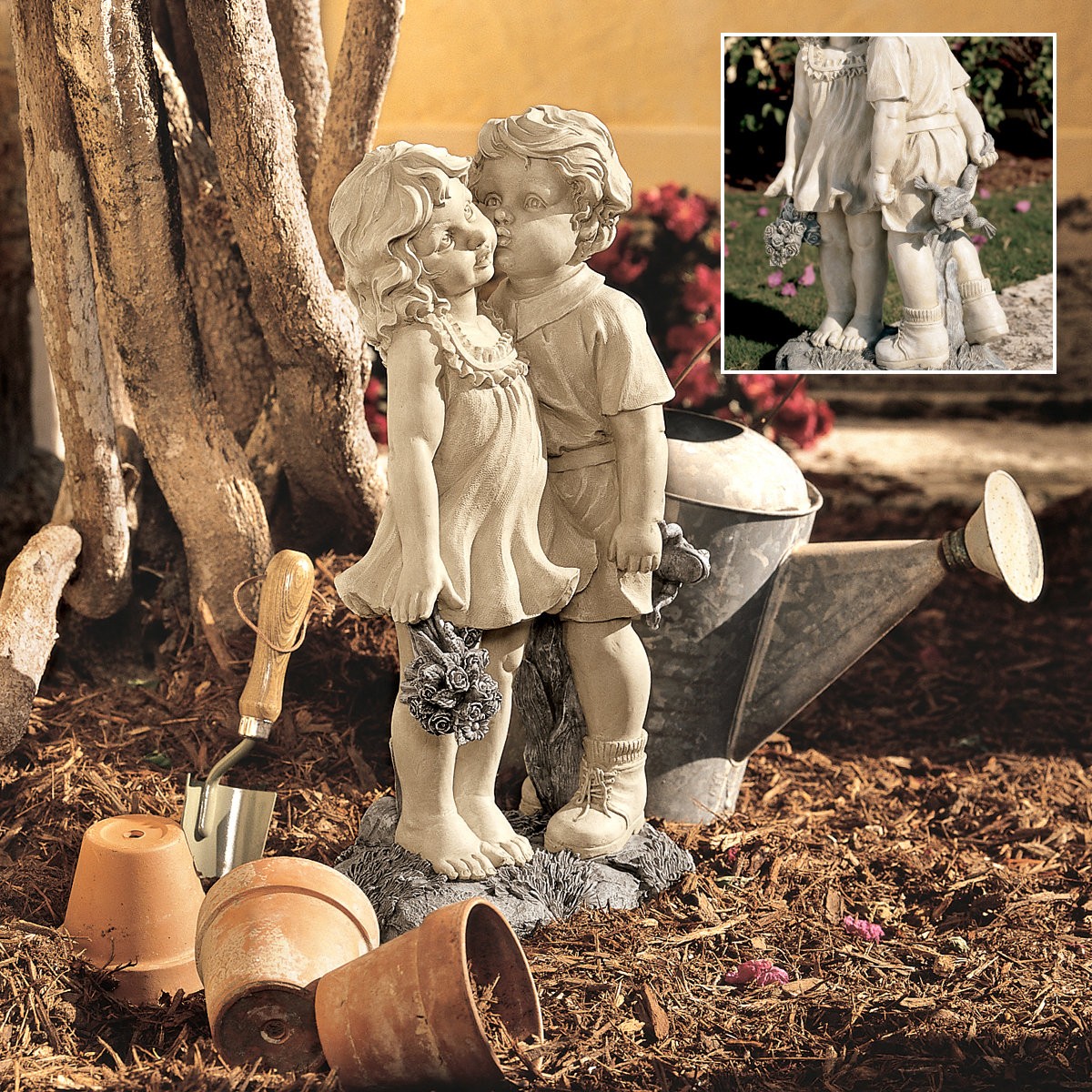 kissing fairy garden statue