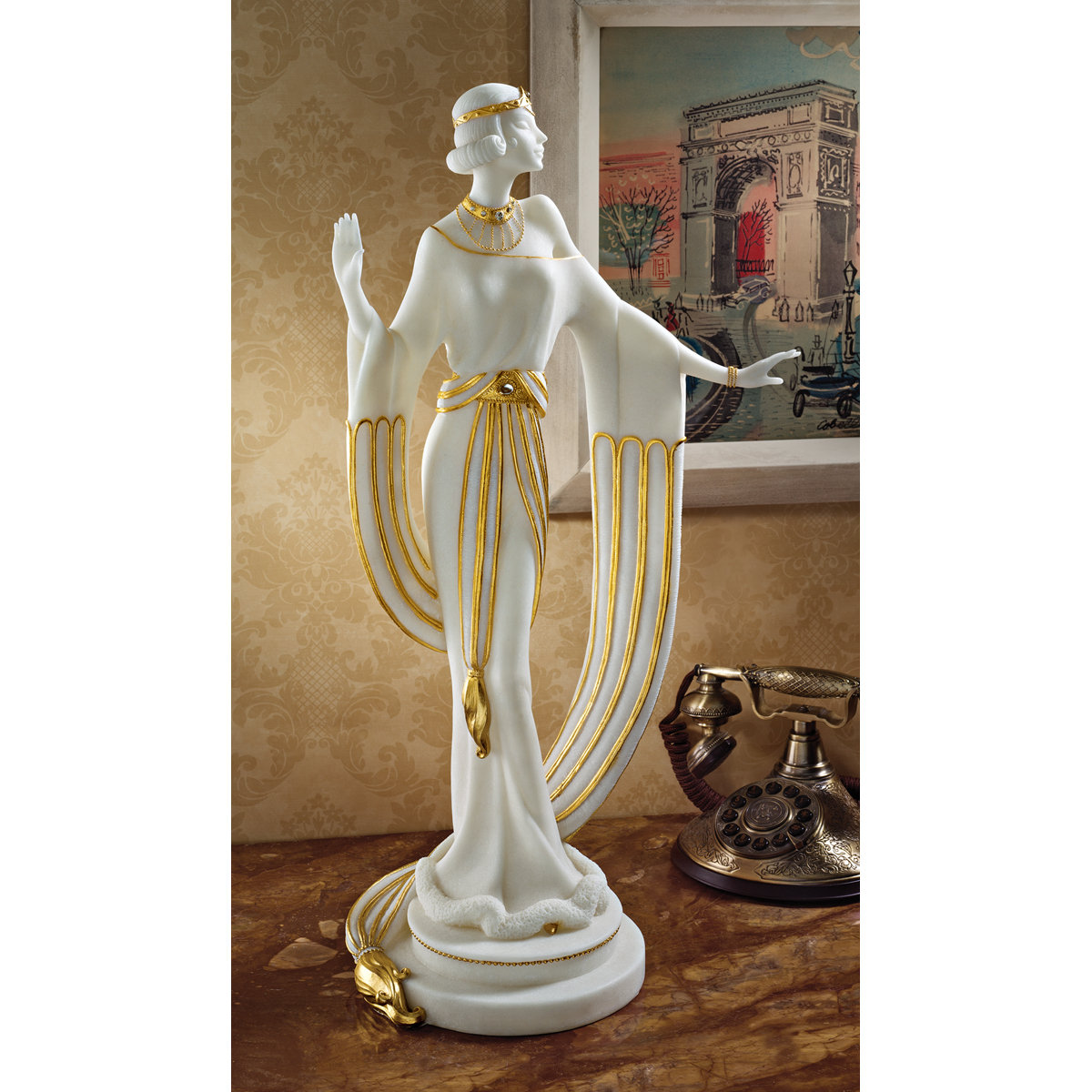 Design Toscano Draped in Gold Art Deco Dancer Figurine & Reviews Wayfair