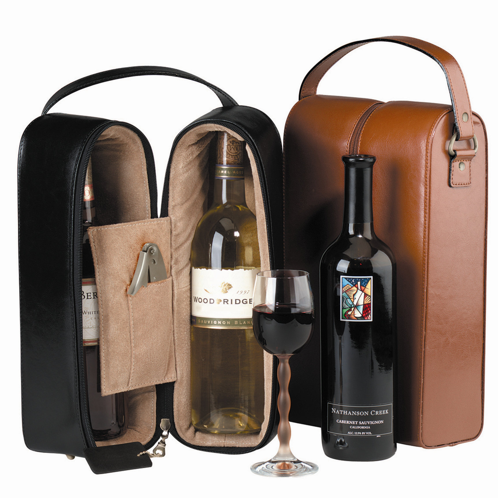 Royce Leather Royce Leather Suede Lined Double Wine Carrying Case in ...