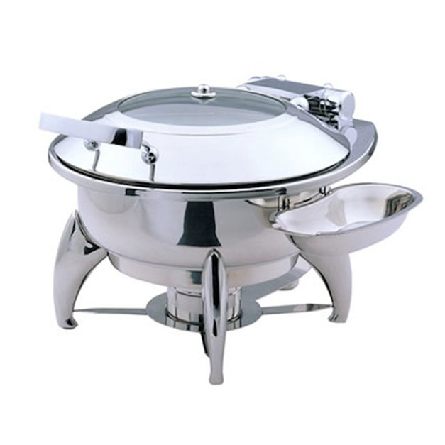 SMART Buffet Ware Large Round Chafing Dish with Glass Lid, Base and