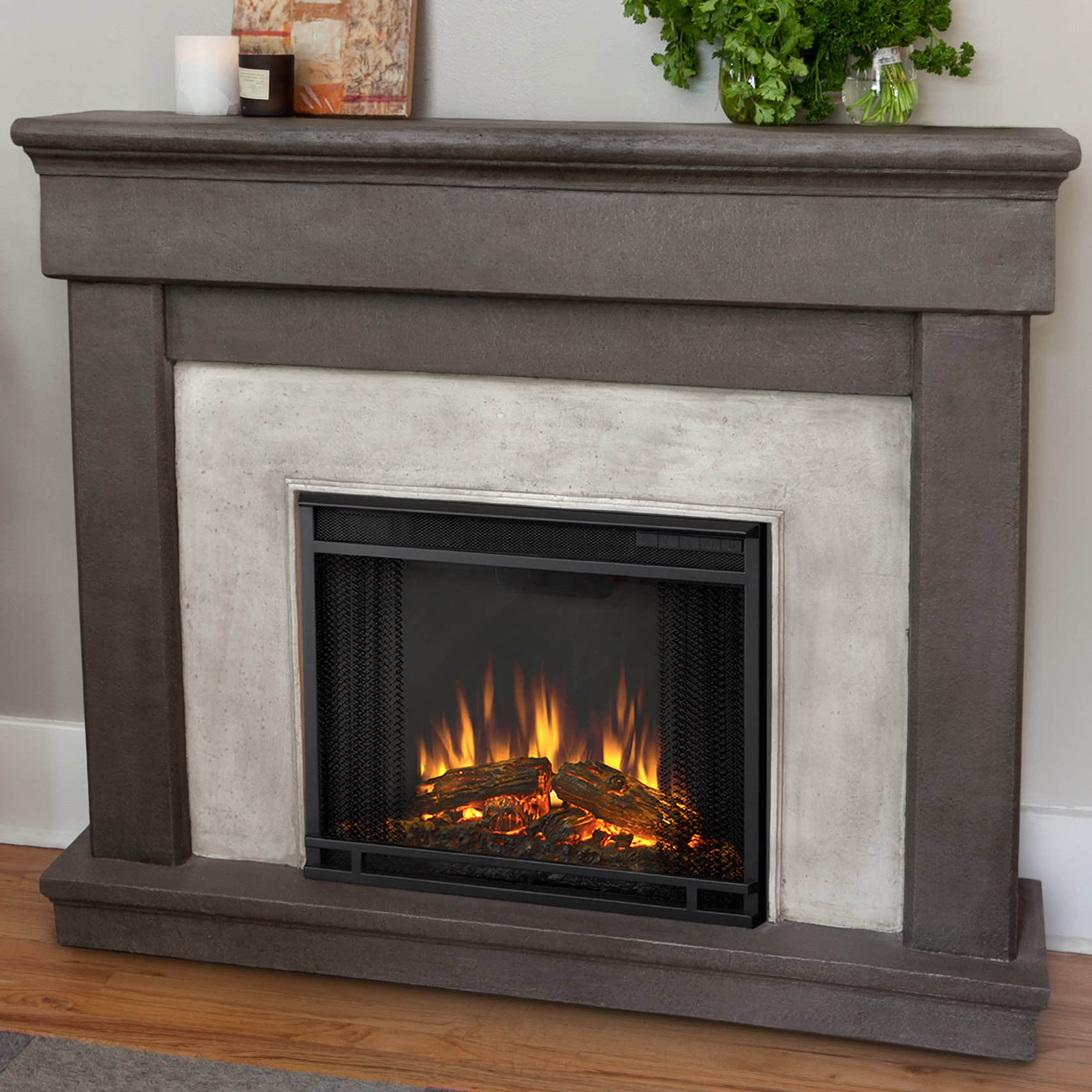 Real Flame Cast Mantel Cascade Electric Fireplace & Reviews Wayfair