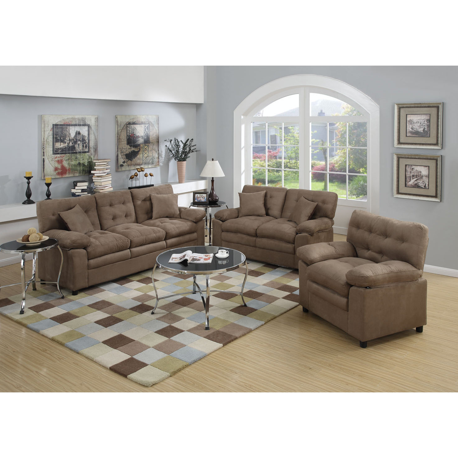 Poundex Bobkona Colona 3 Piece Living Room Set amp; Reviews 