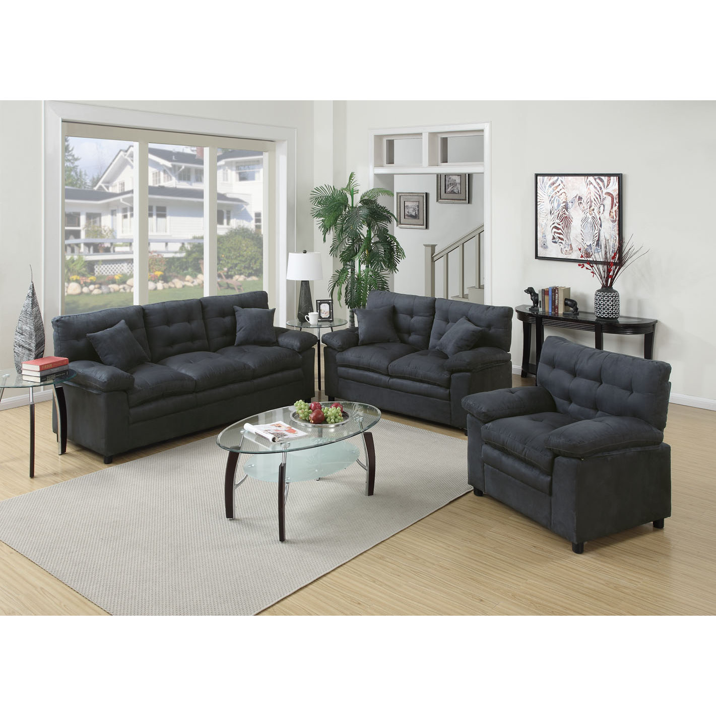 Poundex Bobkona Colona 3 Piece Living Room Set