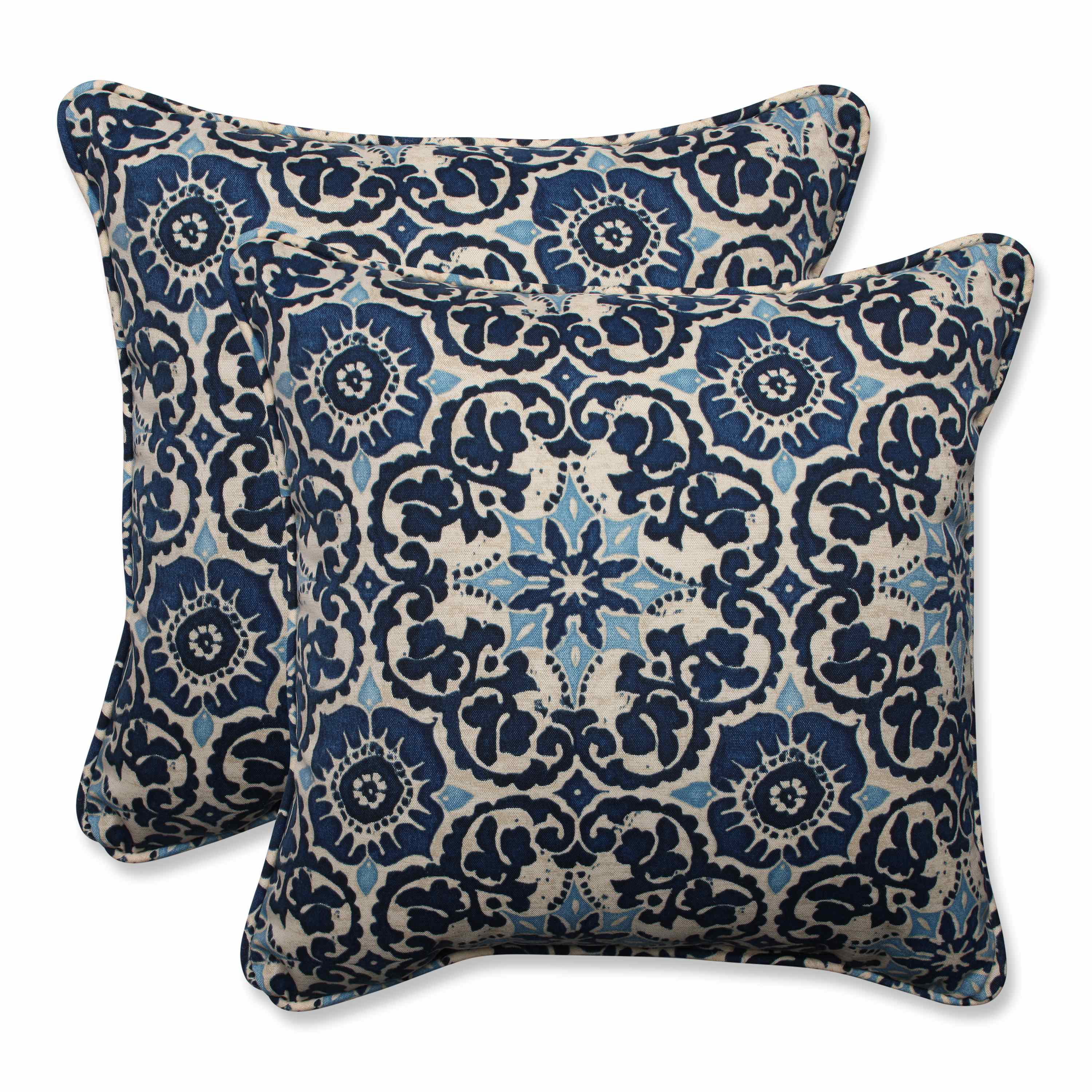 Pillow Perfect Woodblock Indoor Outdoor Throw Pillow Reviews Wayfair   Pillow Perfect Outdoor %25257C Indoor Woodblock Prism Blue 18.5 Inch Throw Pillow Set Of 2 586687 