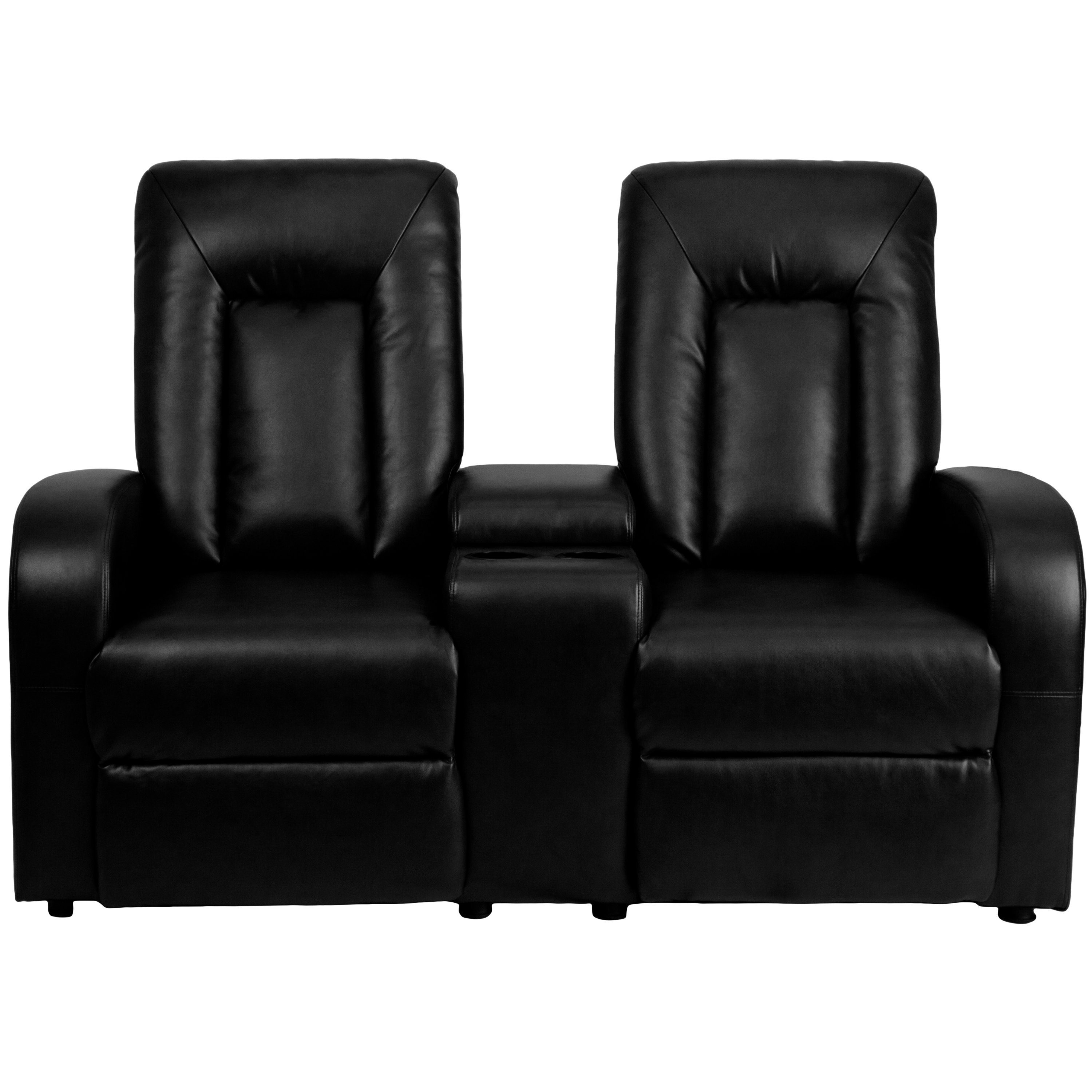 Flash Furniture Leather 2 Seat Home Theater Recliner with Storage