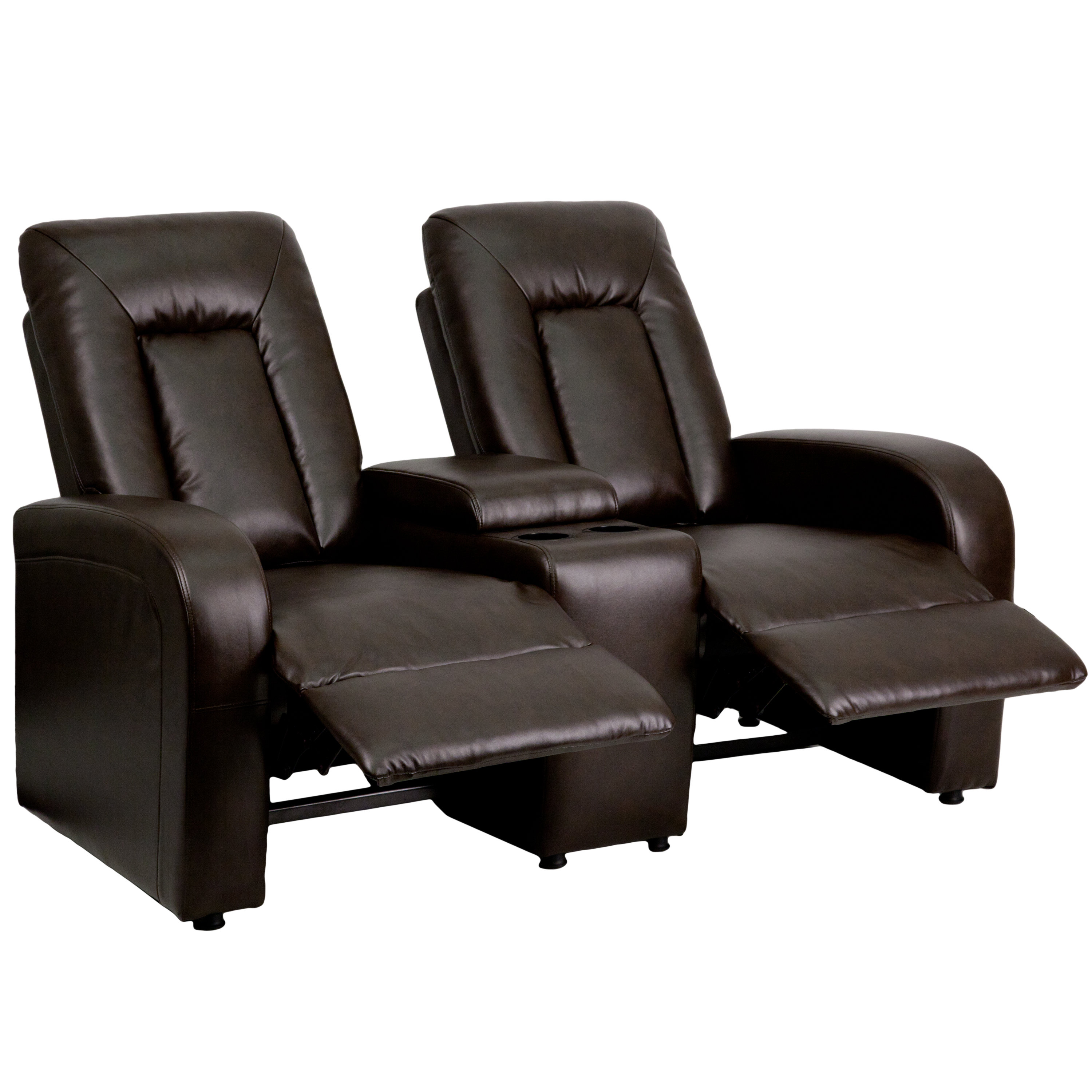 Flash Furniture Leather 2 Seat Home Theater Recliner With Storage   Flash Furniture Leather 2 Seat Home Theater Recliner With Storage Console 