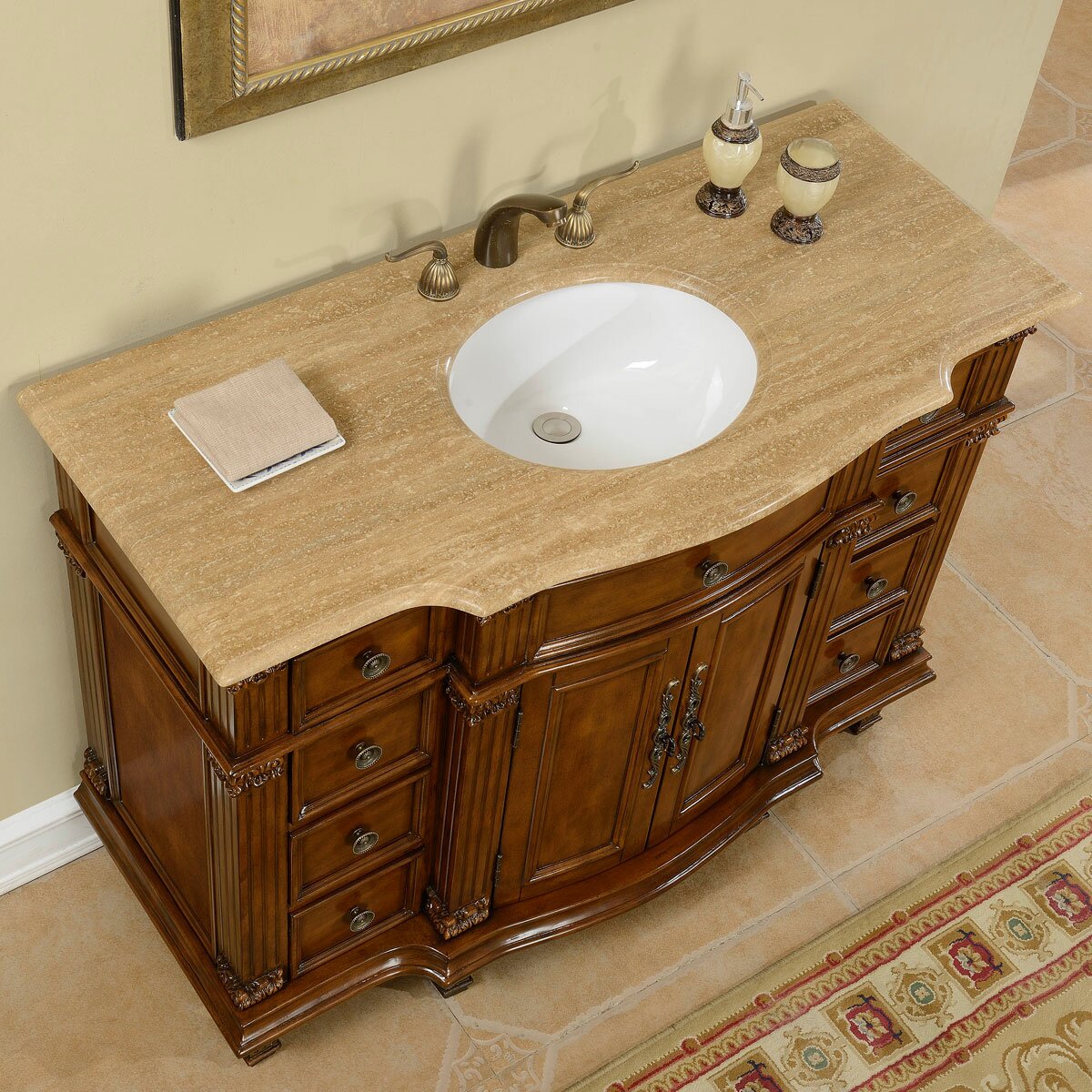 Silkroad Exclusive 48 Single Sink Cabinet Bathroom Vanity Set 