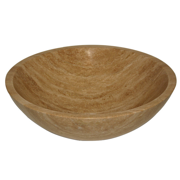 Silkroad Exclusive Travertine Stone Vessel Sink Bowl Bathroom Sink
