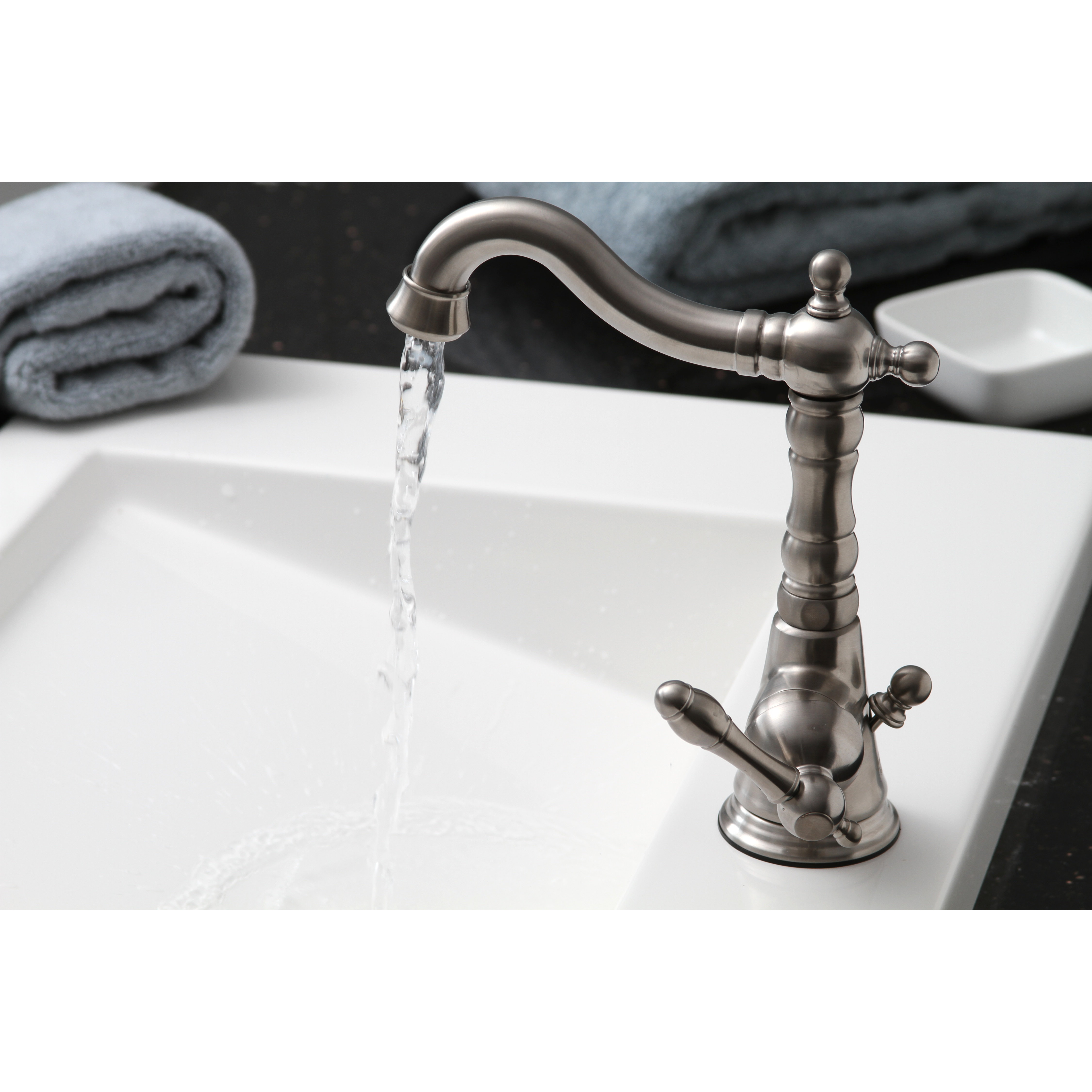 Single hole bathroom faucet with pop up drain