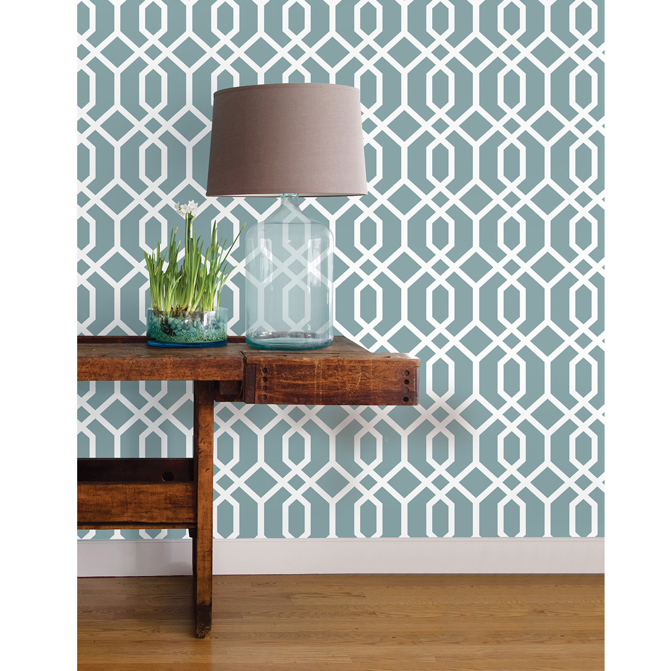 WallPops! Nu 18' x 20.5" Montauk Lattice Hemlock Blue Peel and Stick