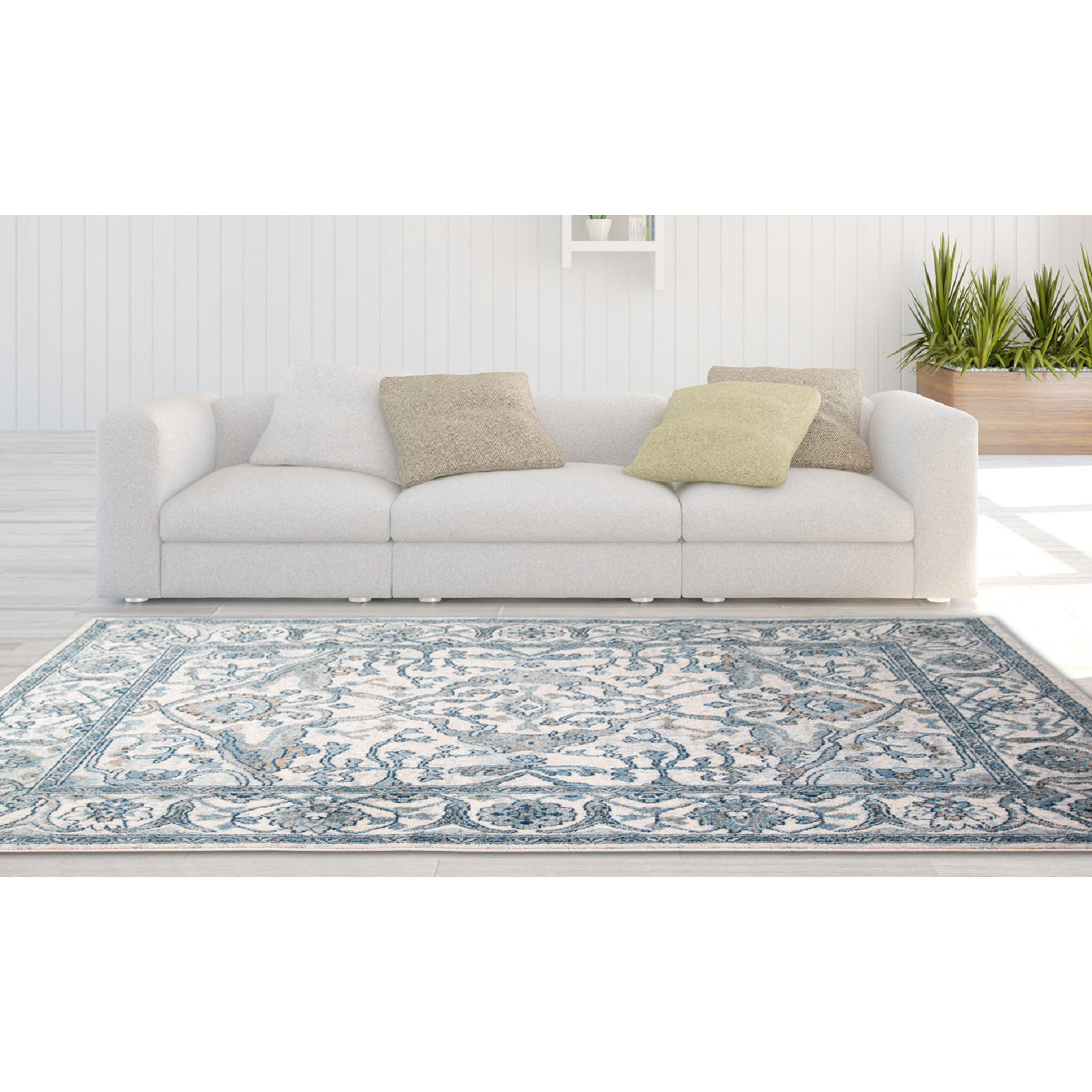 Charlton Home Gloria Ivory/Blue Area Rug & Reviews Wayfair