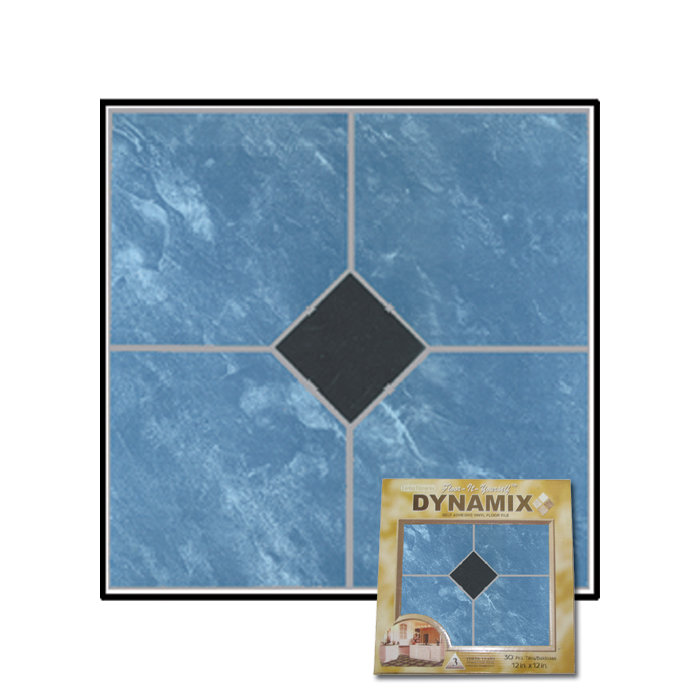 Home Dynamix 12" x 12" Luxury Vinyl Tile in Blue Marble / Black Diamond