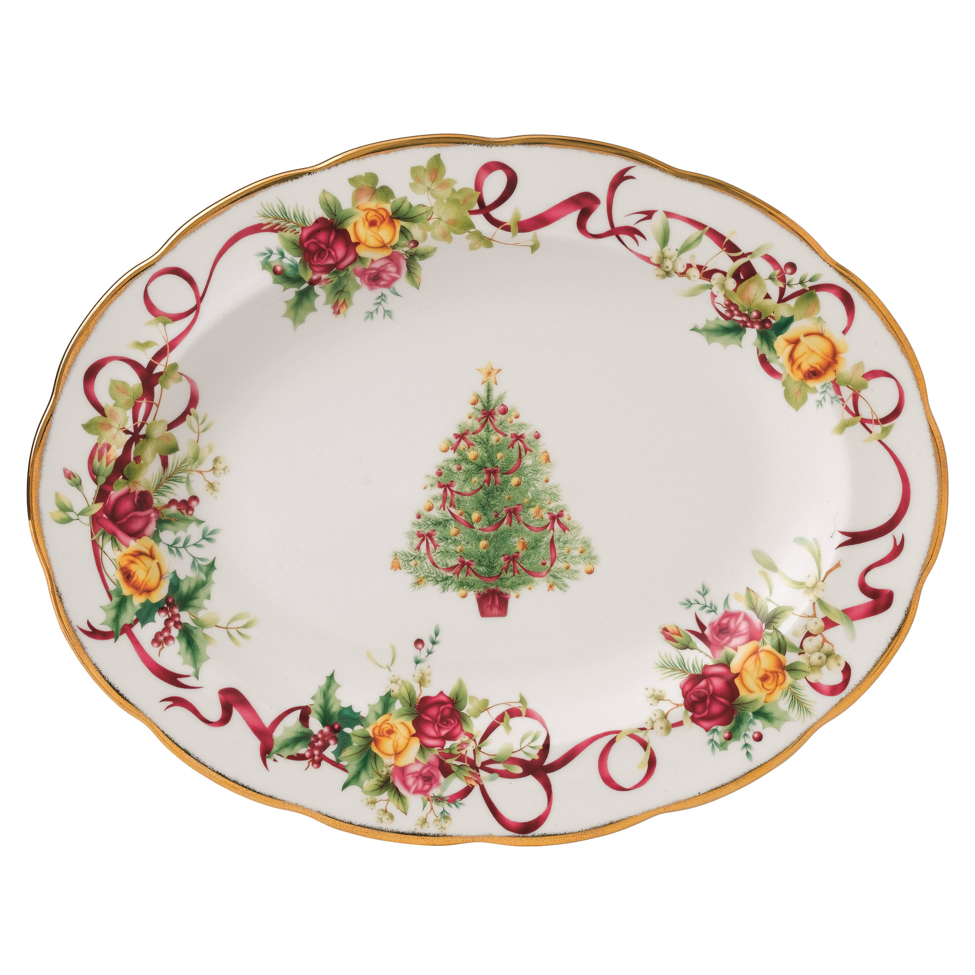 royal albert old country roses holiday christmas tree oval royal albert old country roses holiday christmas tree oval
