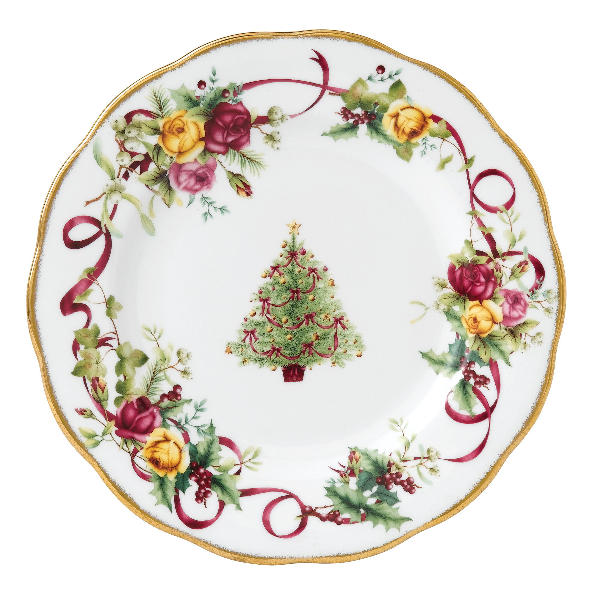royal albert old country roses christmas tree salad plate royal albert old country roses christmas tree salad plate