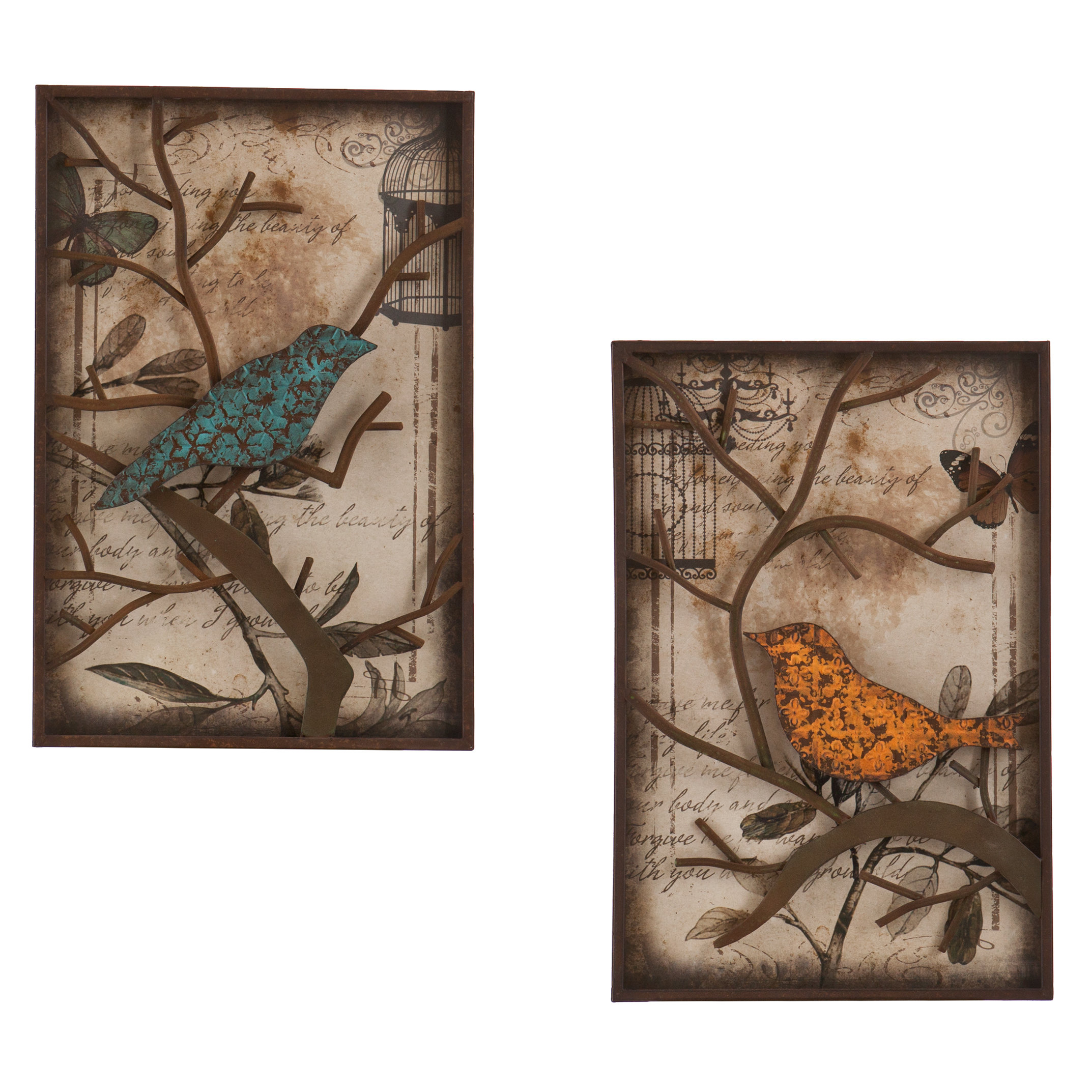 Wildon Home ® 2 Piece Merrick Vintage Bird Wall Décor Set & Reviews Wayfair