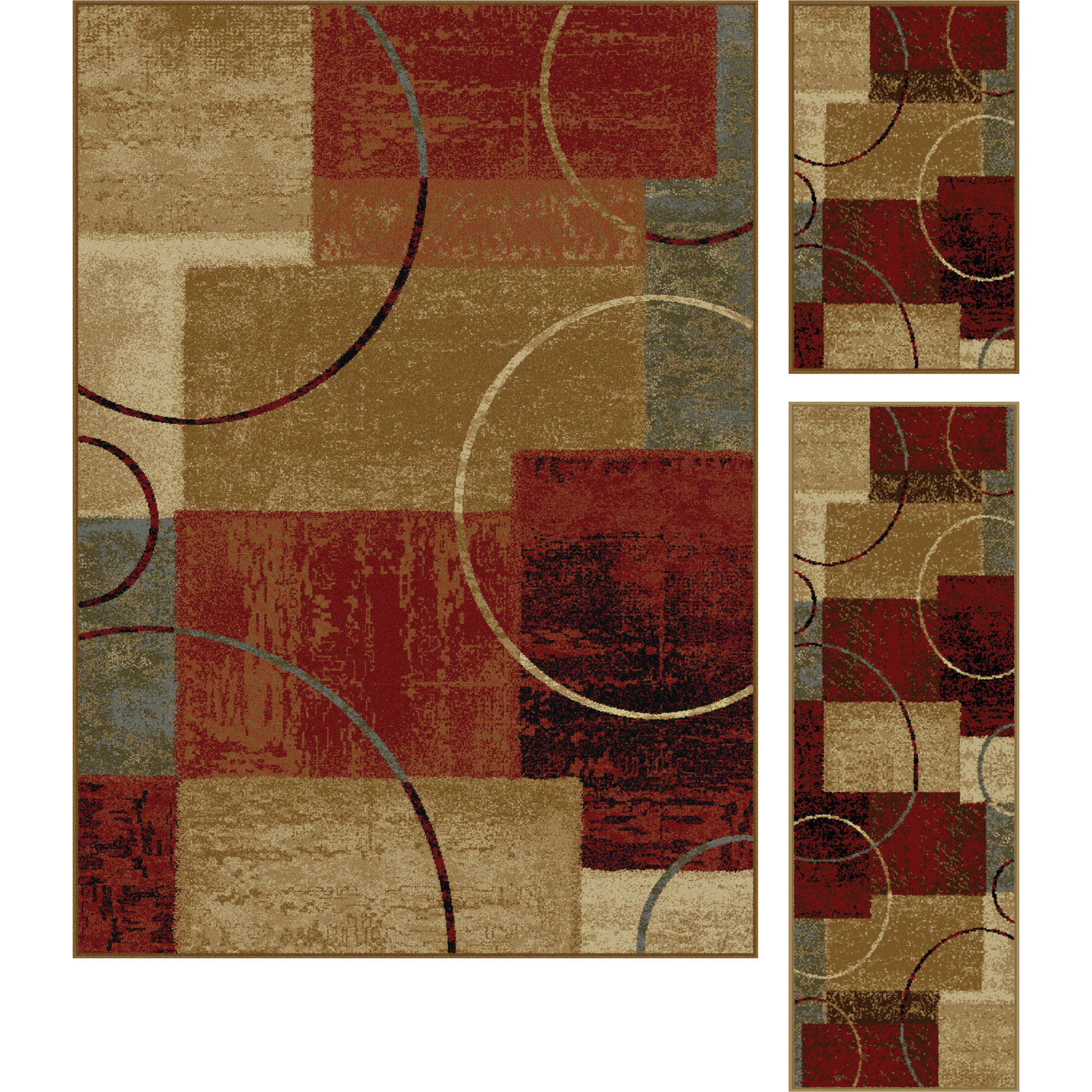 Threadbind Litchford Gold/Red 3 Piece Area Rug Set & Reviews Wayfair