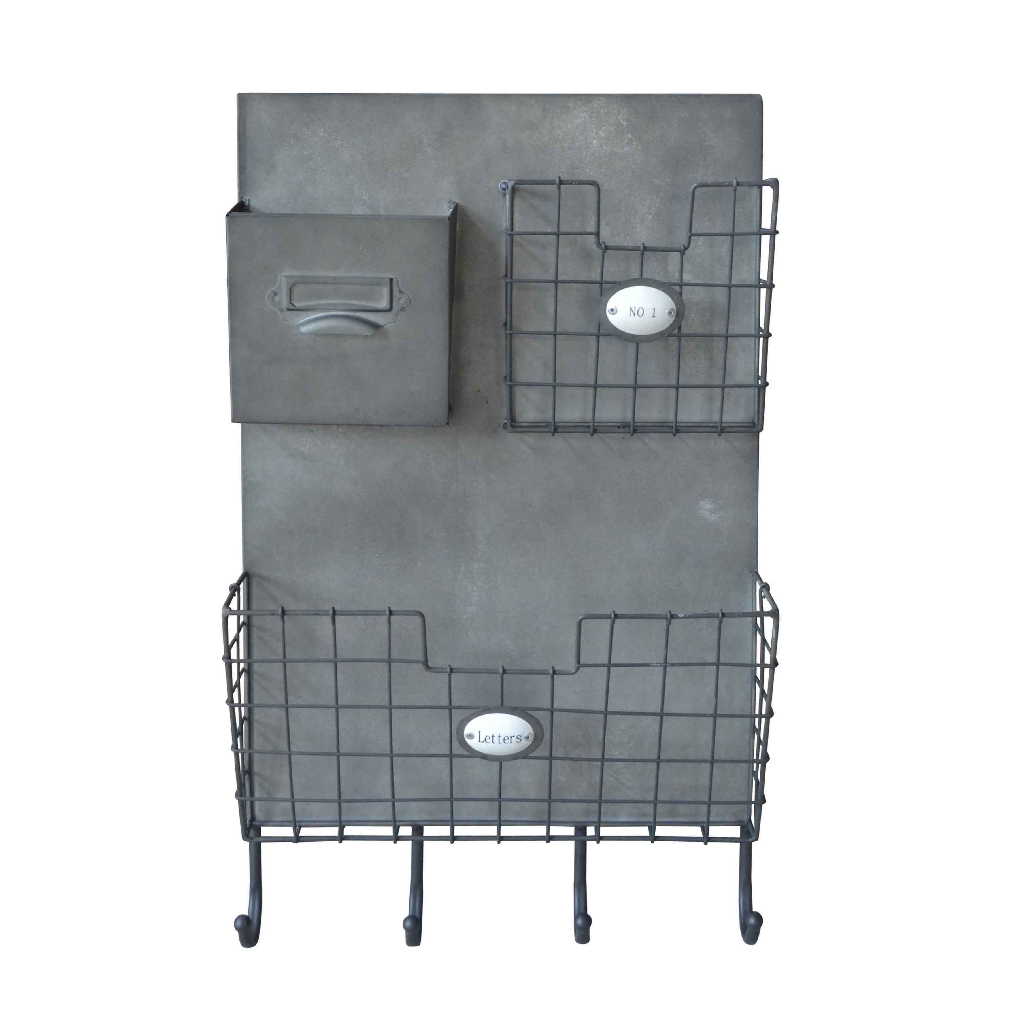Wildon Home ® Haymeadow Metal Wall Organizer with 4 Hooks 