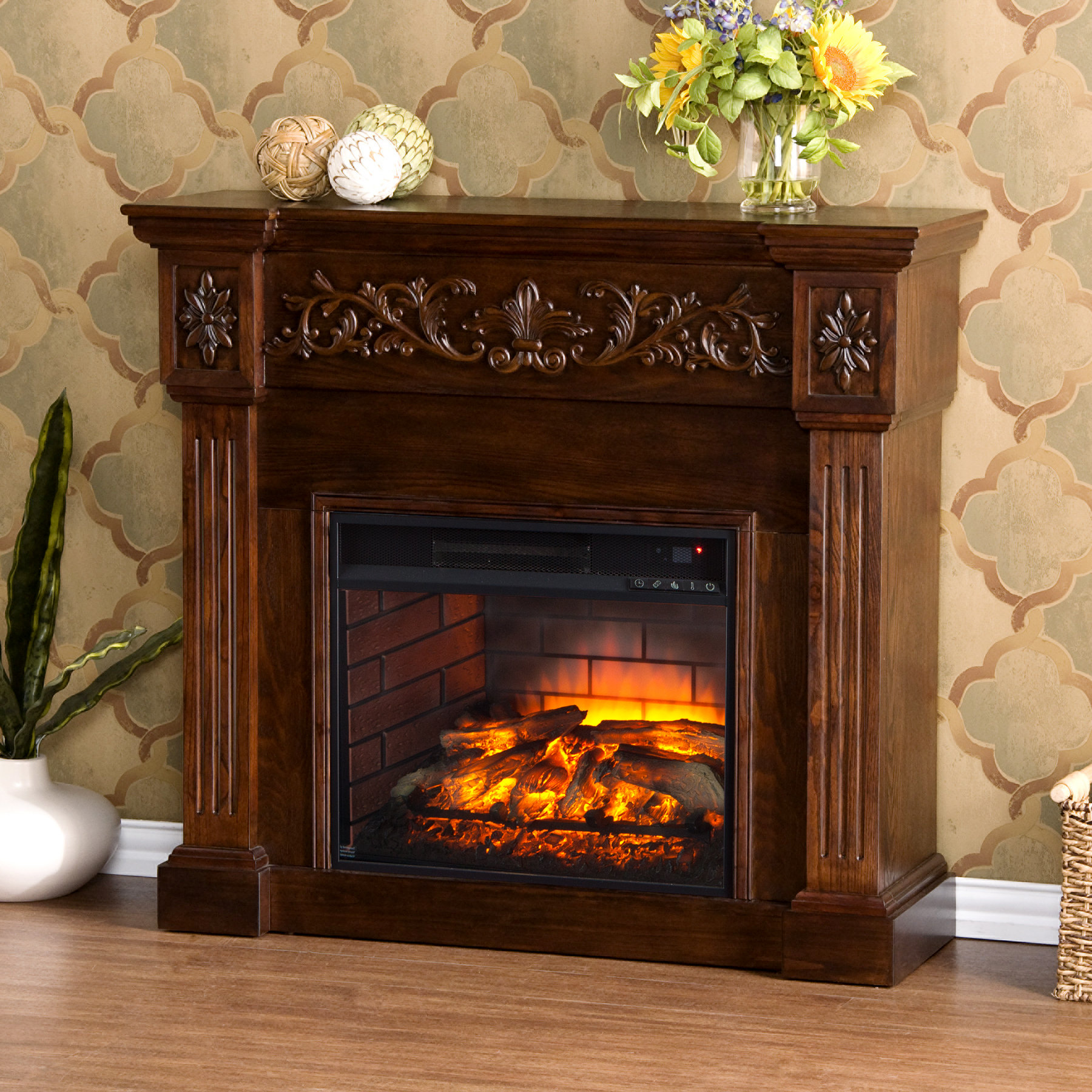 Wildon Home ® Claridge Infrared Electric Carved Fireplace Wayfair