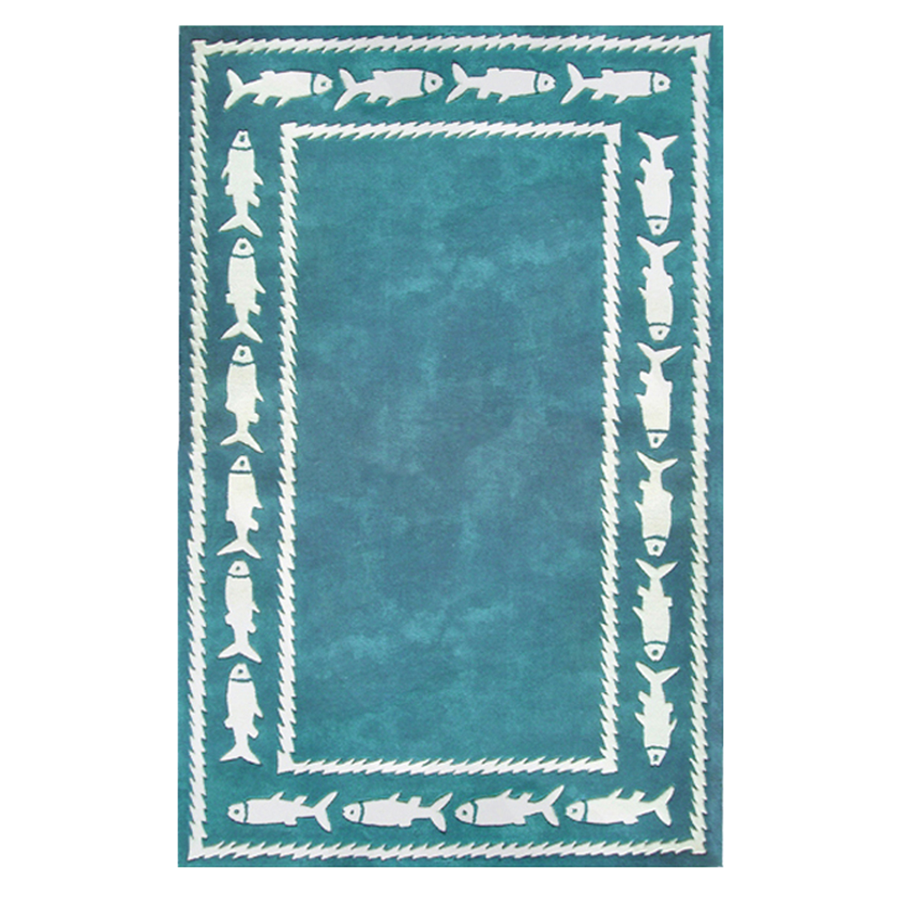 American Home Rug Co. Beach Fish Border Teal Area Rug Wayfair