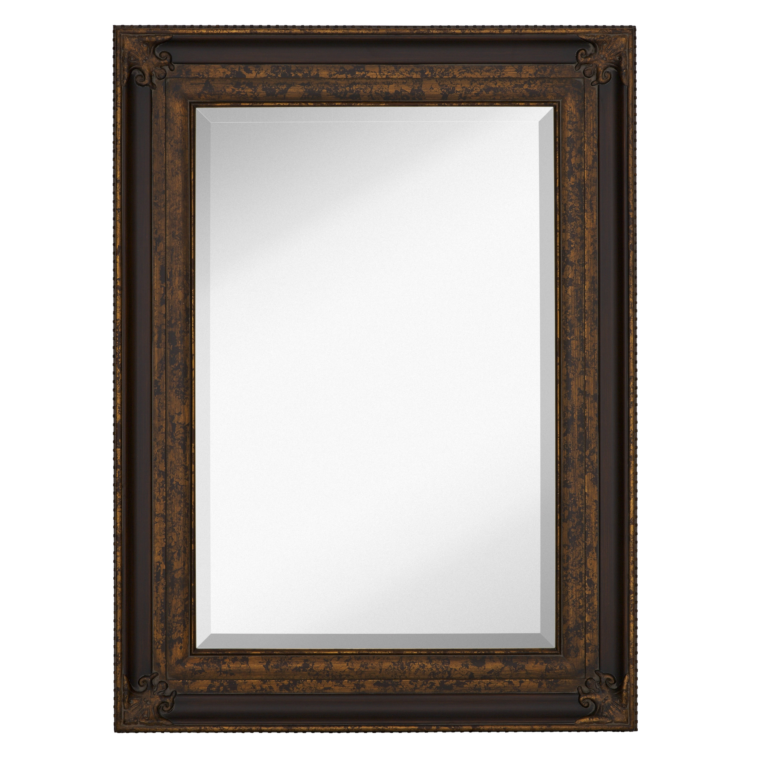 Majestic Mirror Rectangular Antique Gold Leaf with Dark Brown Panel Frame Wall Mirror Wayfair