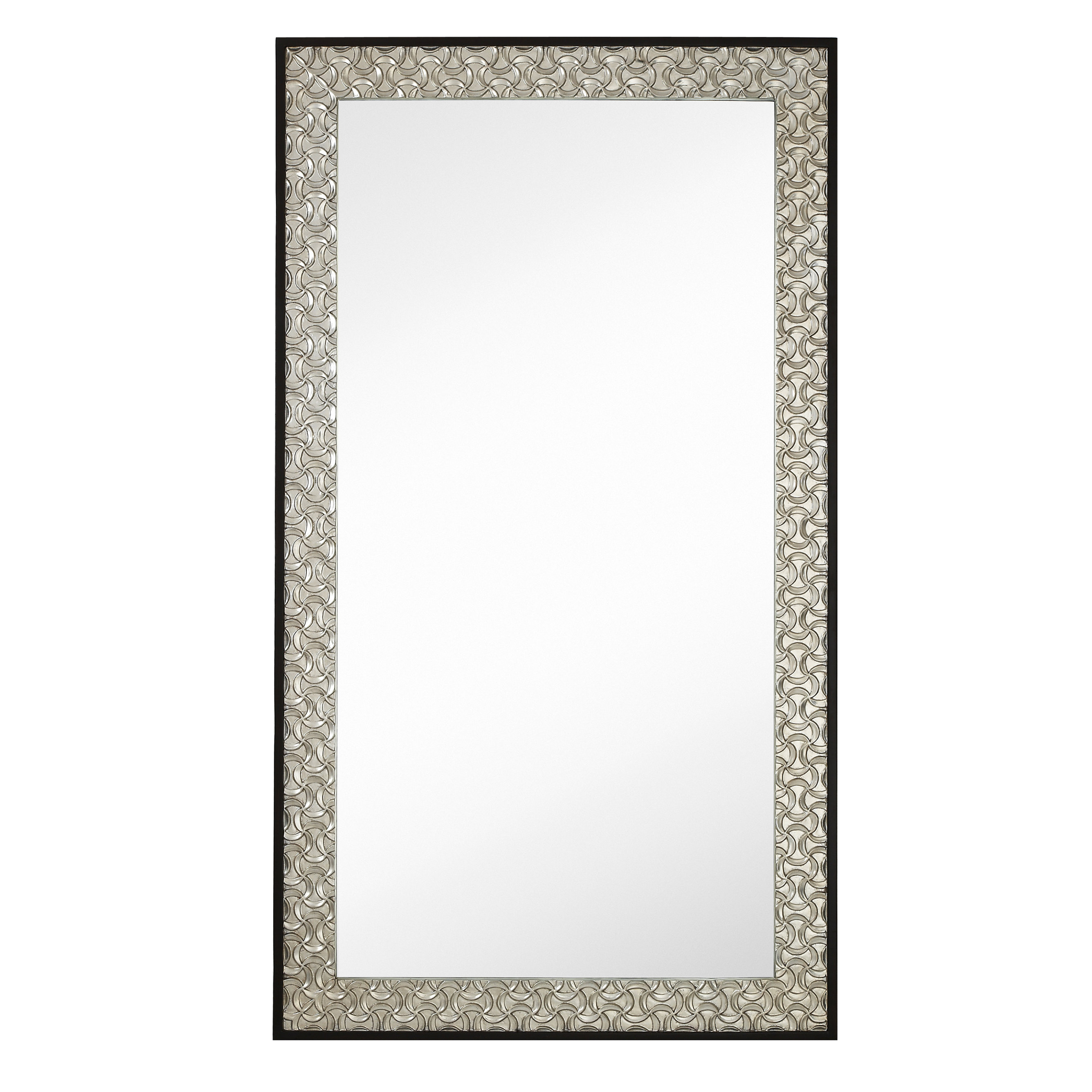 Majestic Mirror Long Rectangular Silver Leaf With Dark Brown Border