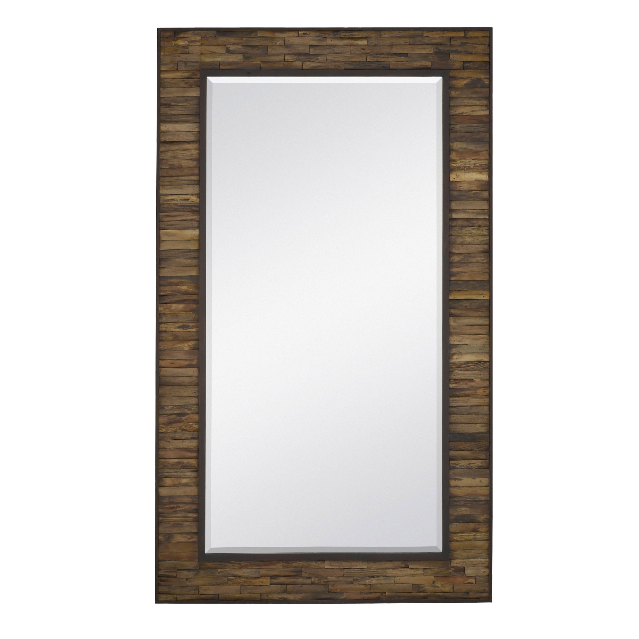 Majestic Mirror Oversized Rectangular Natural Wood With Mahogany Border