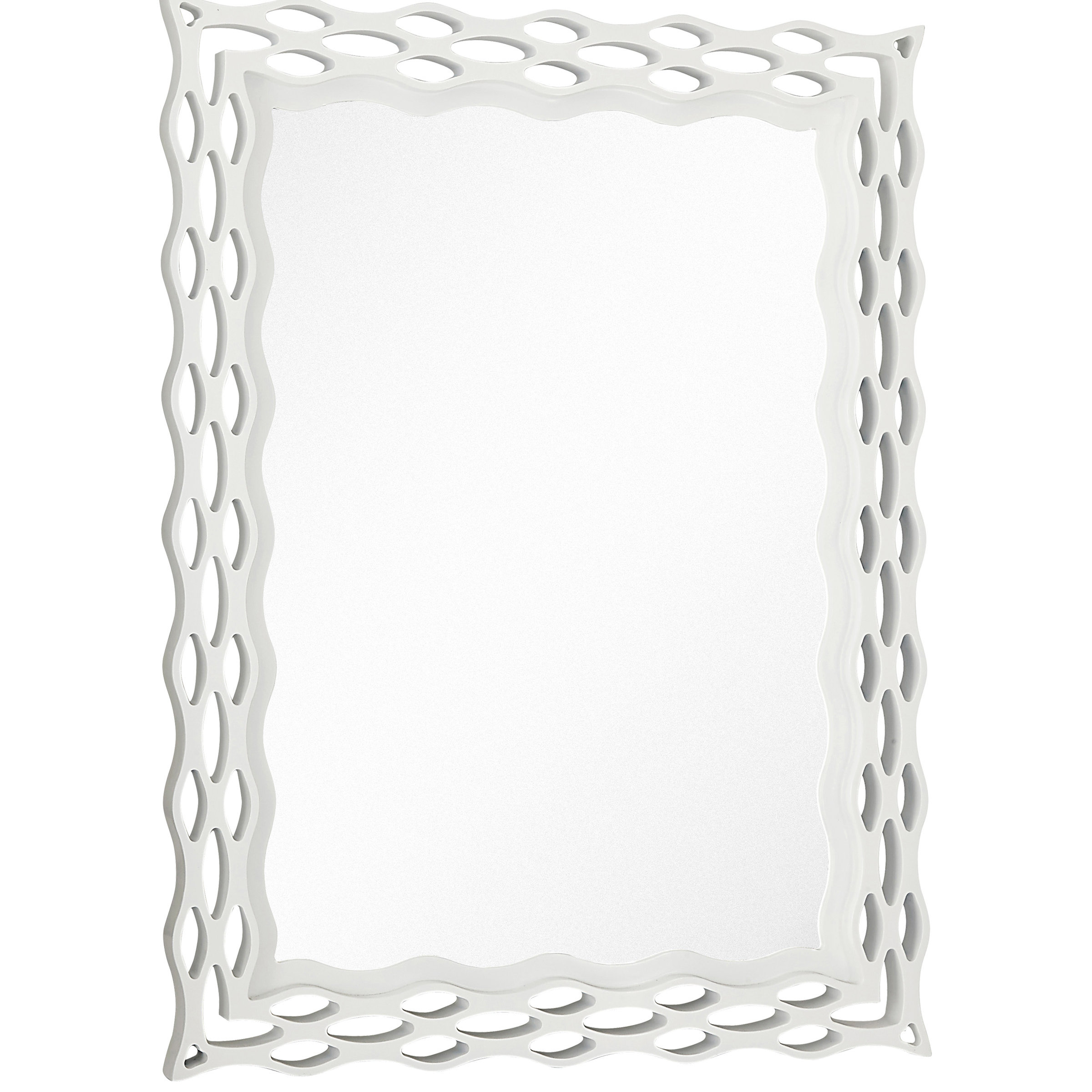 Majestic Mirror Modern Rectangular SemiGloss White Unique Hanging