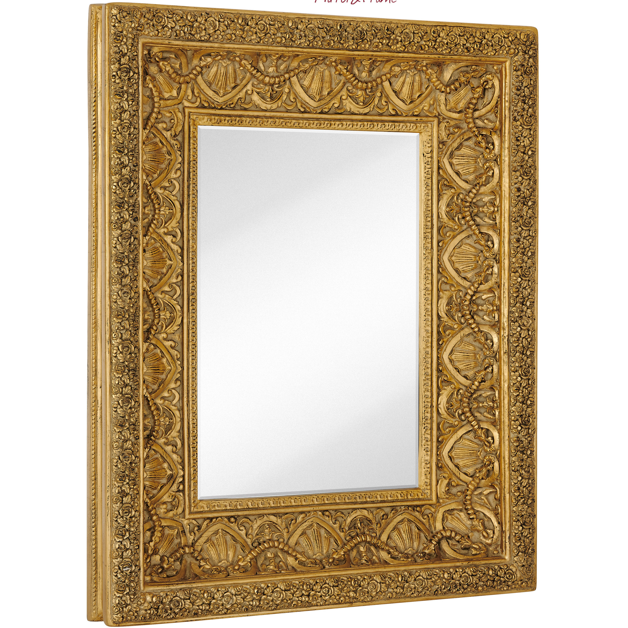 Majestic Mirror Large Traditional Bright Gold Leaf Rectangular Beveled