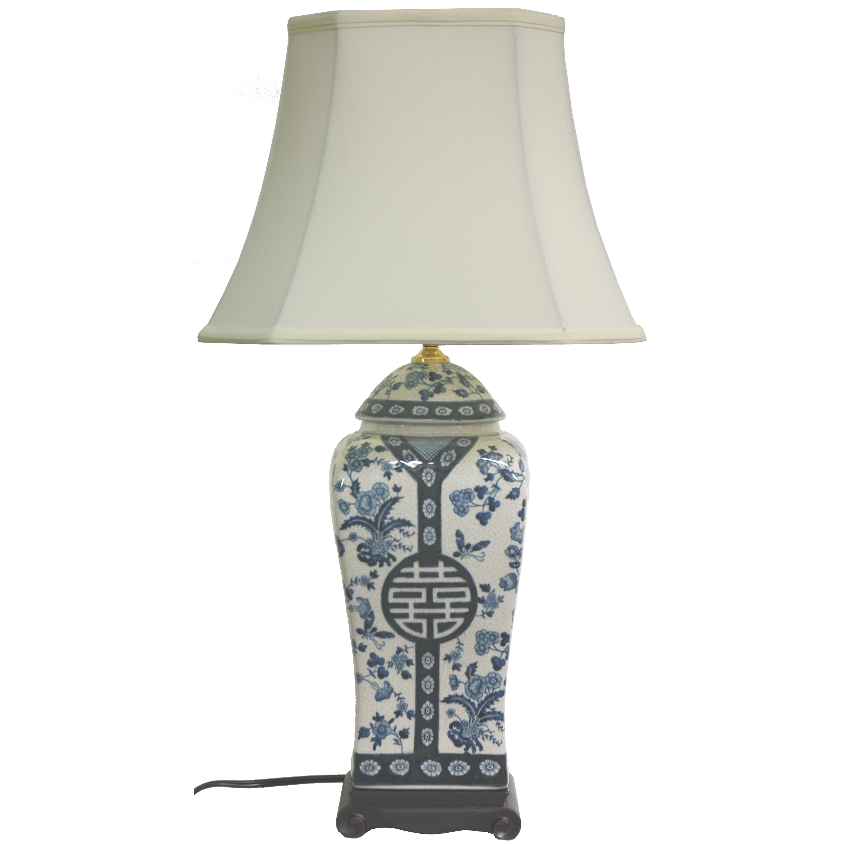 Oriental Furniture Vase 26" H Table Lamp with Bell Shade & Reviews