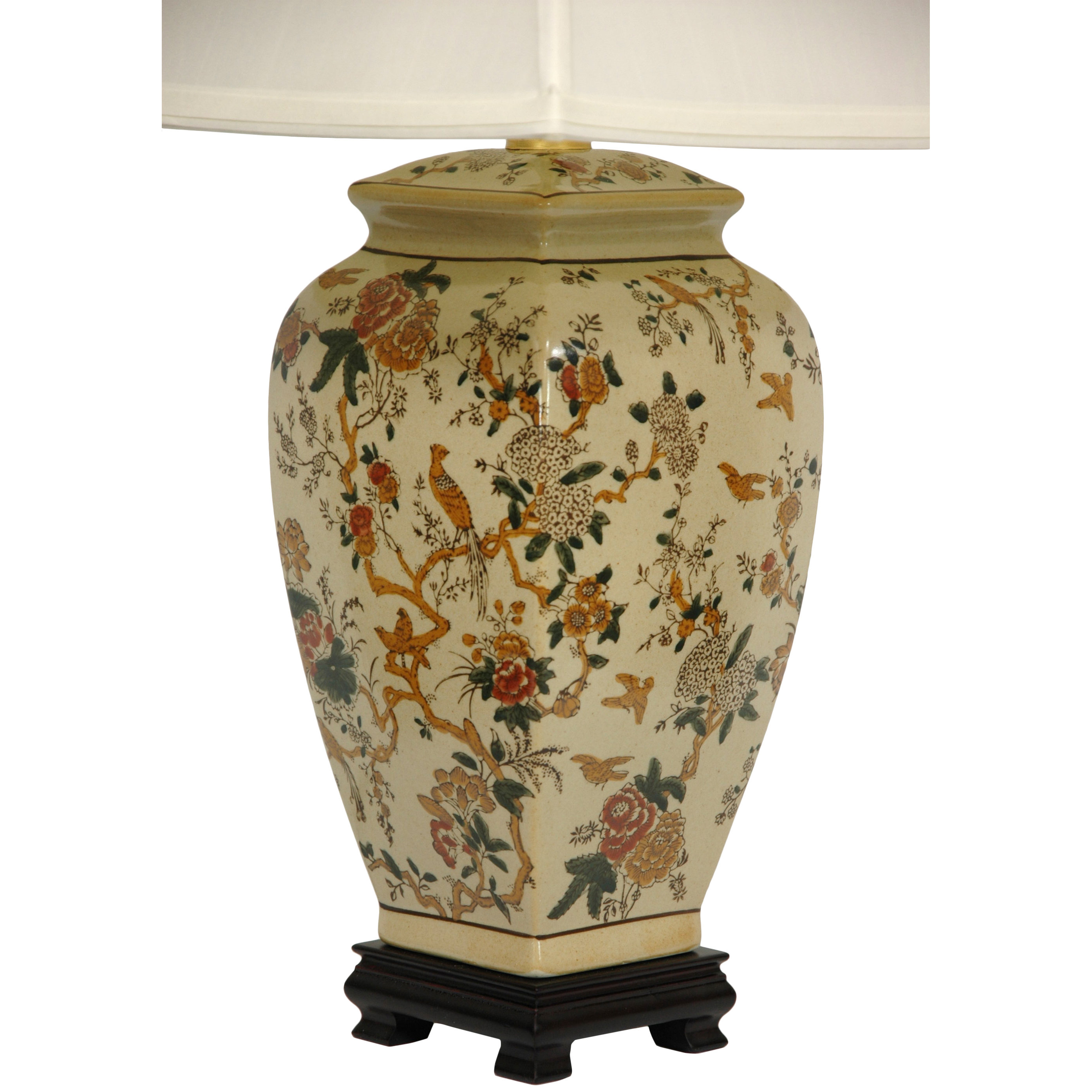 Oriental Furniture Autumn Birds and Flowers Vase 25" Table Lamp