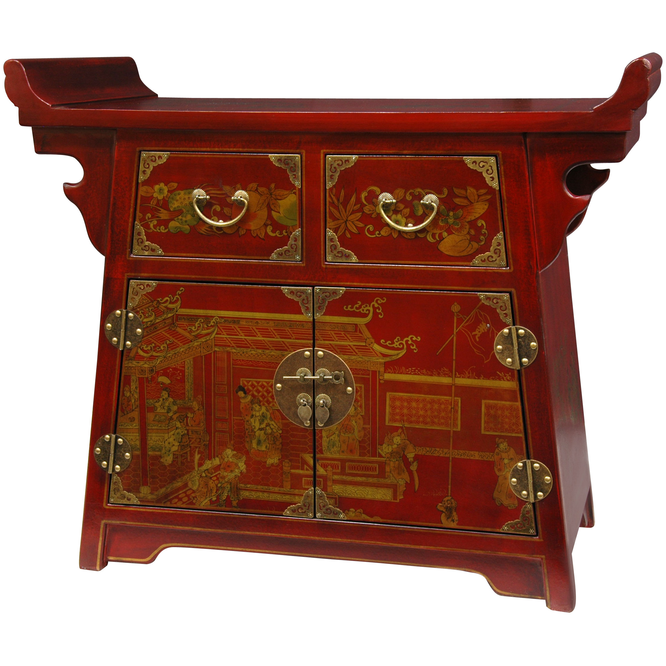 Oriental Furniture Lacquer Village Life Altar Cabinet \u0026 Reviews | Wayfair